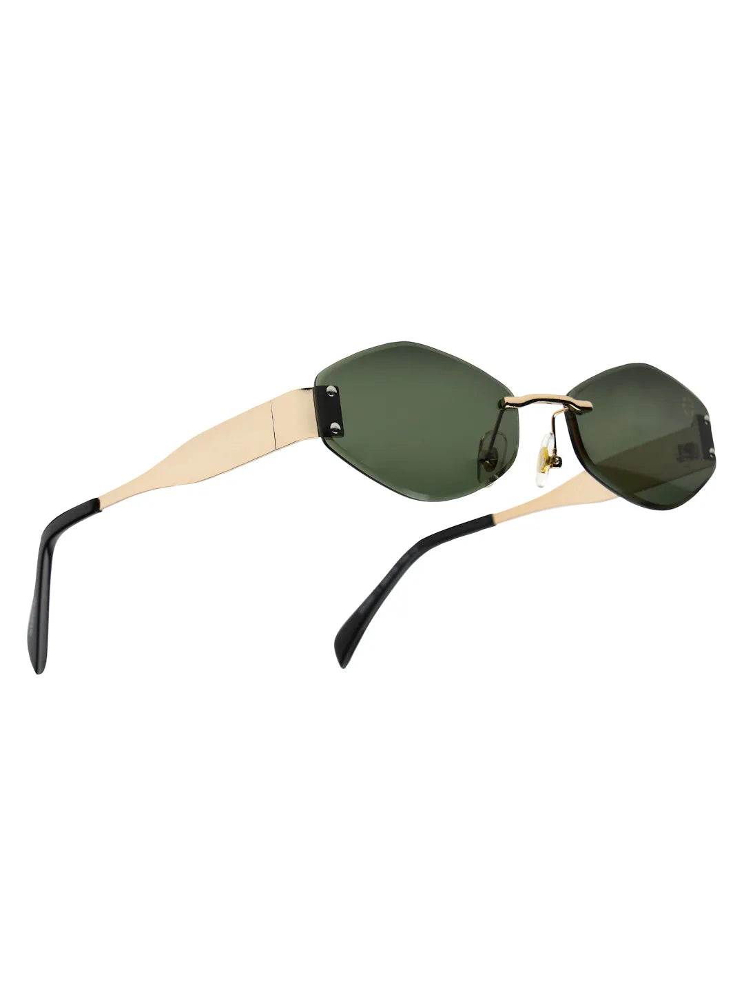 SEVA | Golden Green Medium Rim Less Diamond with Lock Side Hinges Sunglasses for Men & Women [UV-protected]