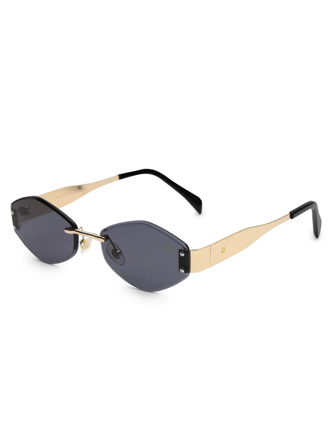 SEVA | Golden Black Medium Rim Less Diamond with Lock Side Hinges Sunglasses for Men & Women [UV-protected]