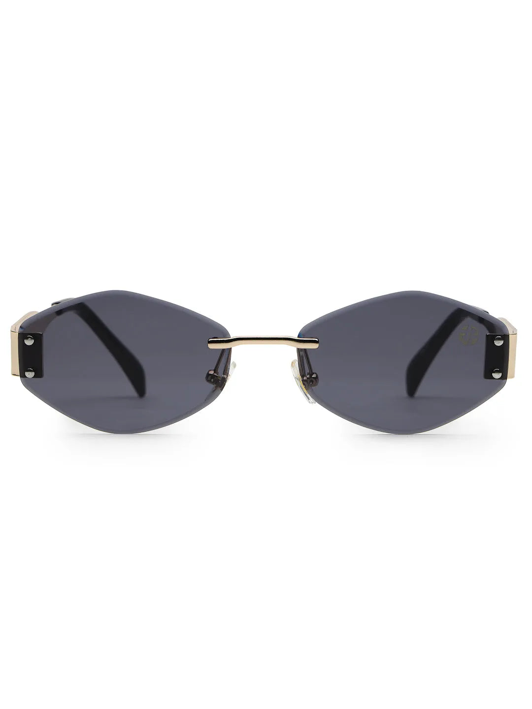 SEVA | Golden Black Medium Rim Less Diamond with Lock Side Hinges Sunglasses for Men & Women [UV-protected]