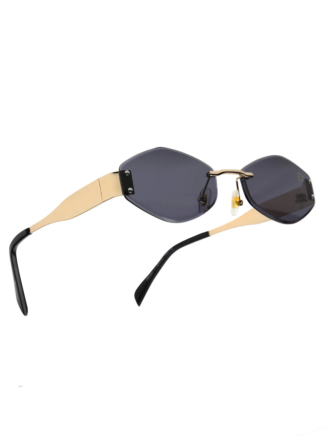 SEVA | Golden Black Medium Rim Less Diamond with Lock Side Hinges Sunglasses for Men & Women [UV-protected]
