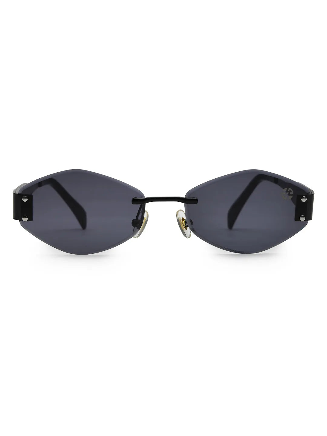 SEVA | Black Medium Rim Less Diamond with Lock Side Hinges Sunglasses for Men & Women [UV-protected]