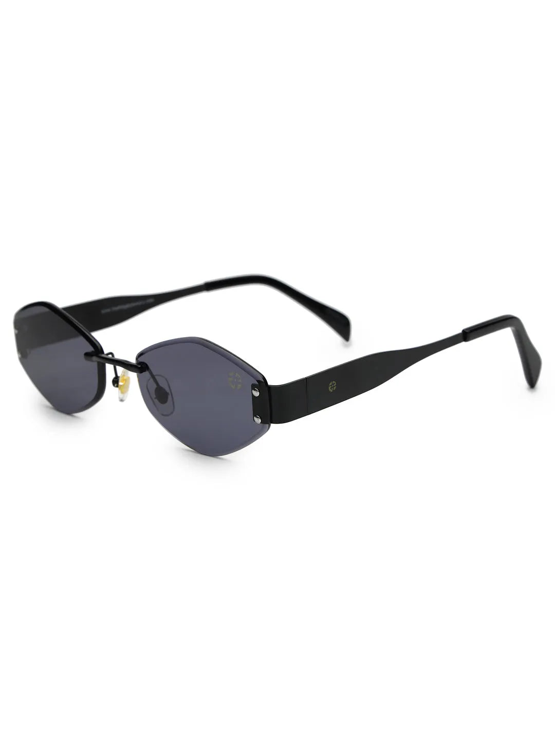 SEVA | Black Medium Rim Less Diamond with Lock Side Hinges Sunglasses for Men & Women [UV-protected]