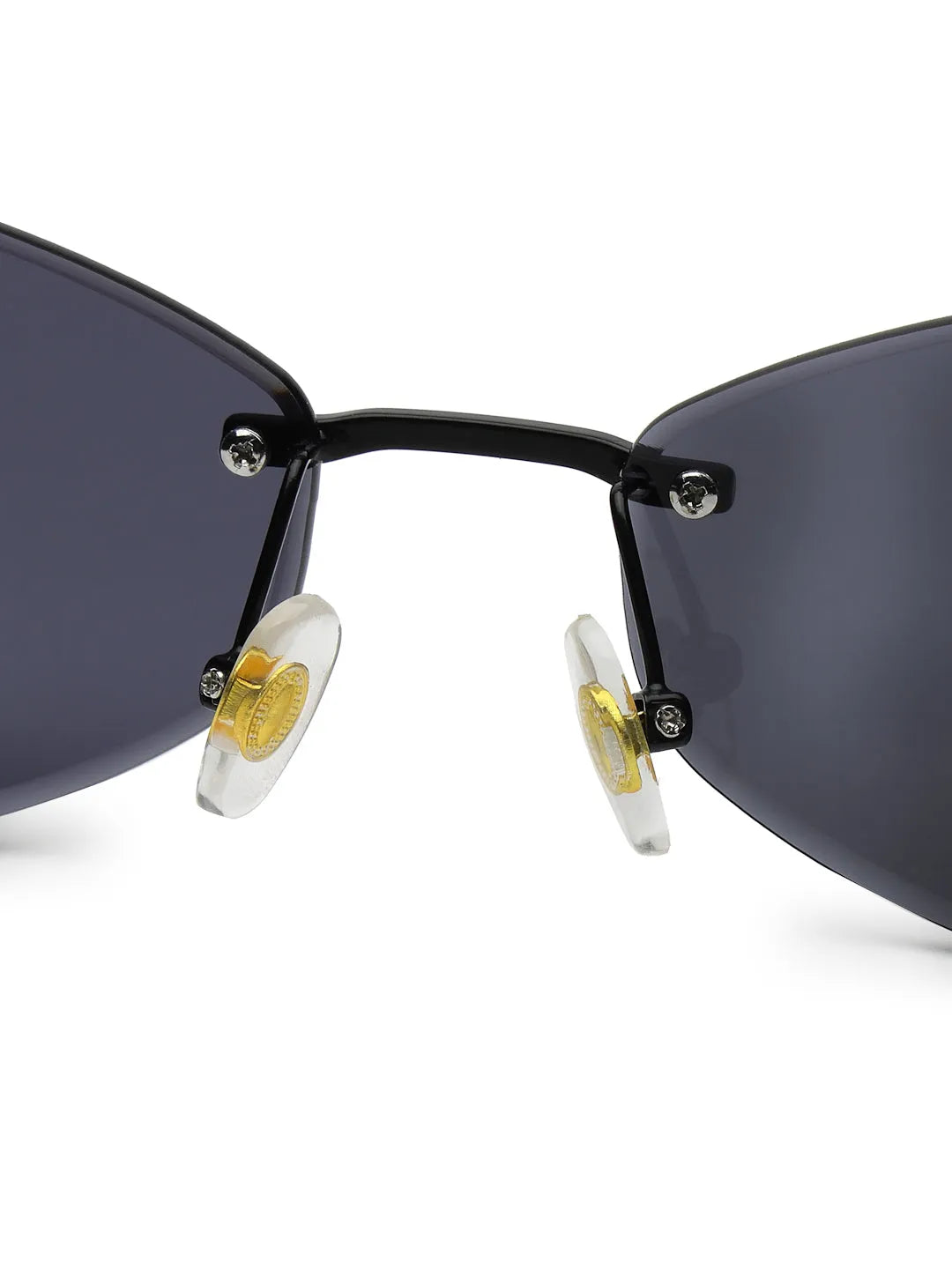 SEVA | Black Medium Rim Less Diamond with Lock Side Hinges Sunglasses for Men & Women [UV-protected]