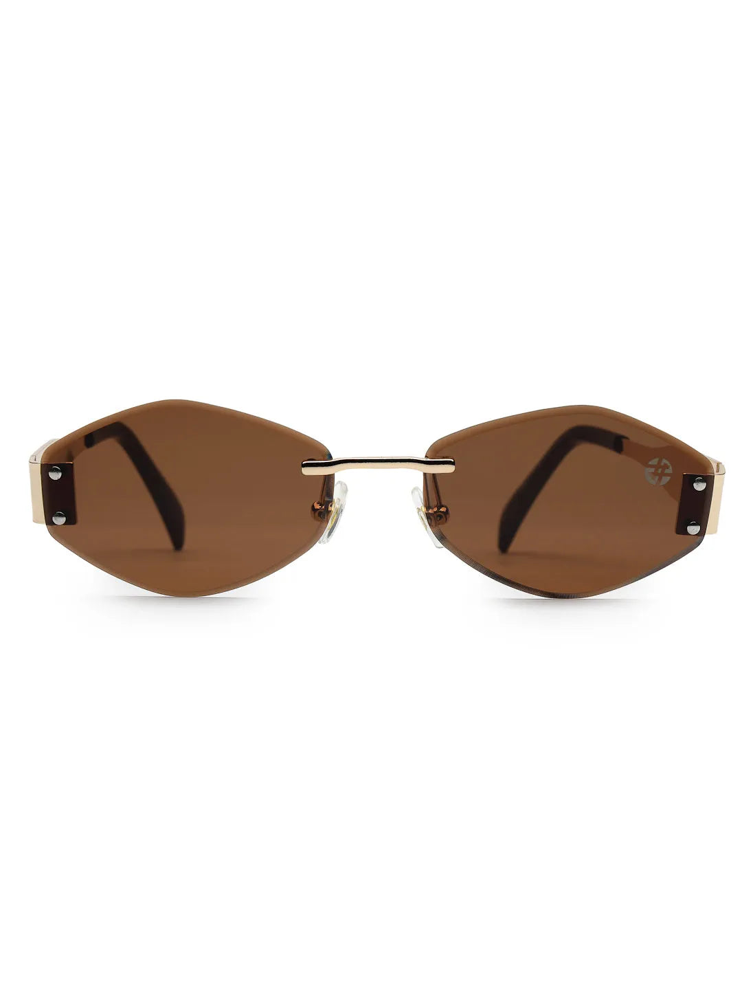 SEVA | Golden Medium Rim Less Diamond with Lock Side Hinges Sunglasses for Men & Women [UV-protected]