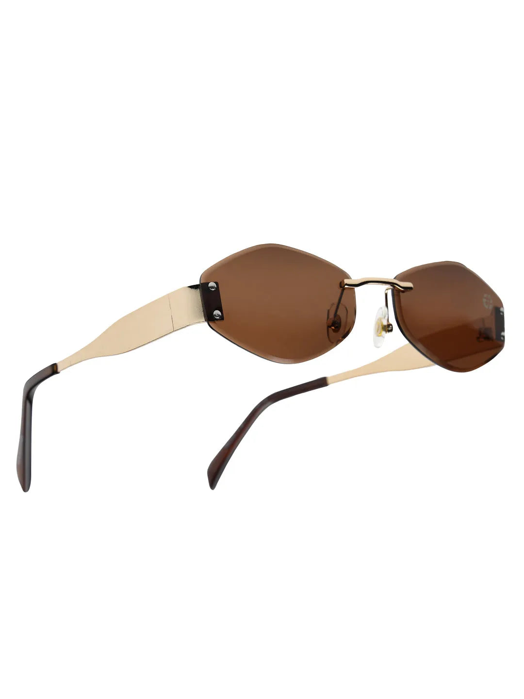 SEVA | Golden Medium Rim Less Diamond with Lock Side Hinges Sunglasses for Men & Women [UV-protected]