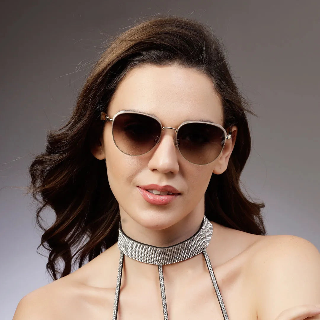 Eclipra | Gradient Brown Large Full Rim Oval Sunglasses for Women [UV-protected]