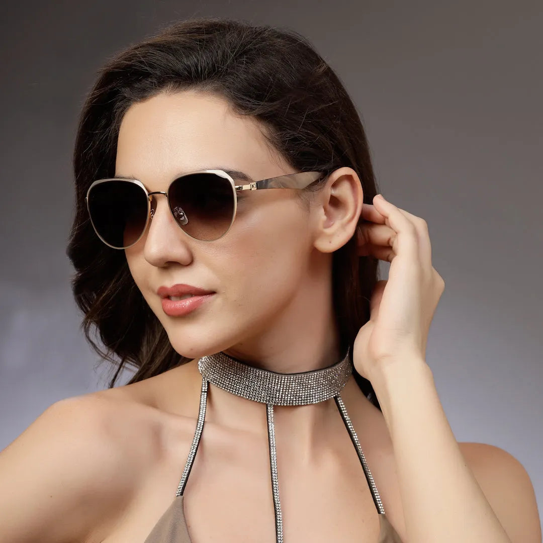 Eclipra | Gradient Brown Large Full Rim Oval Sunglasses for Women [UV-protected]