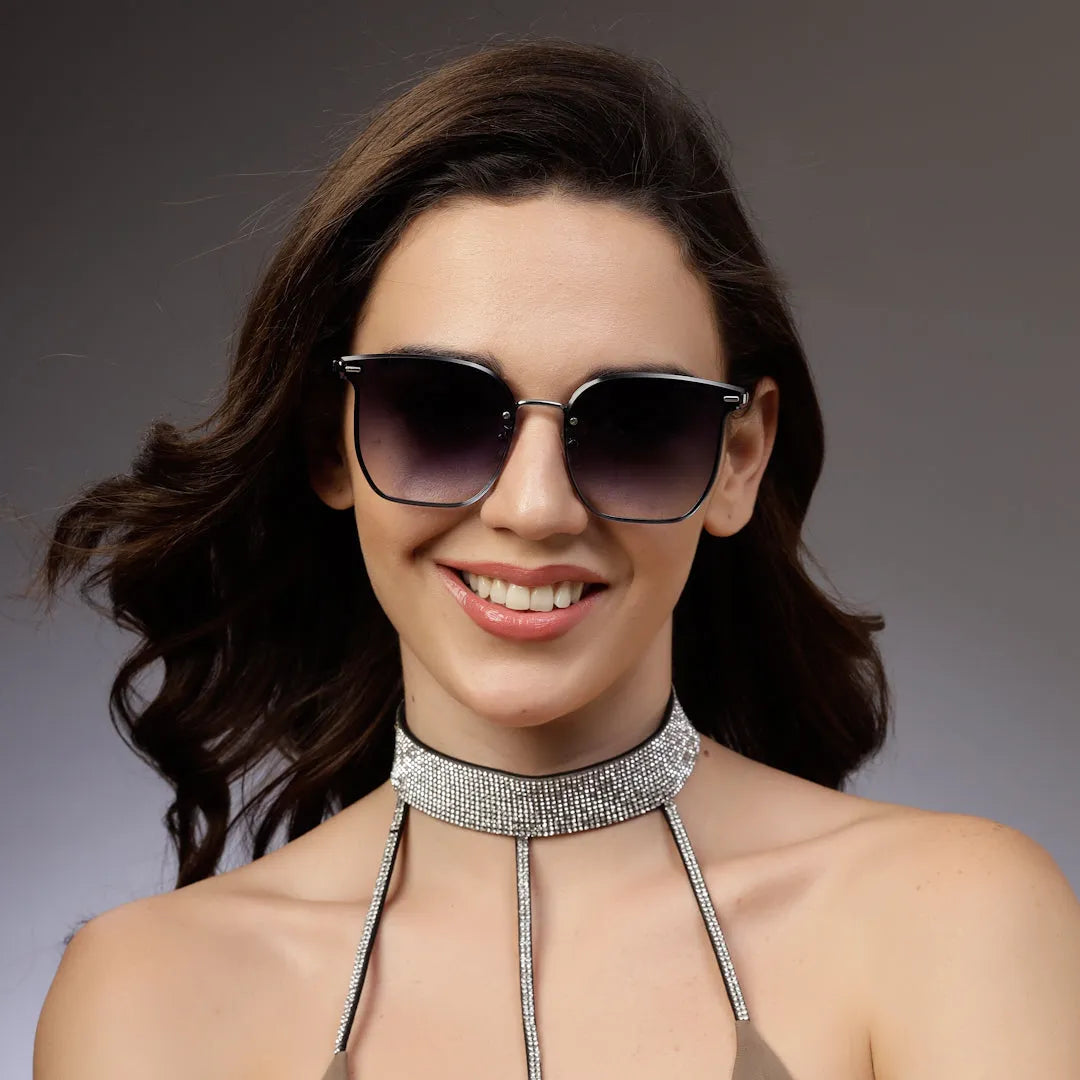 Arionis | Gradient Black Oversized Full Rim Wayfarer Sunglasses for Women [UV-protected]