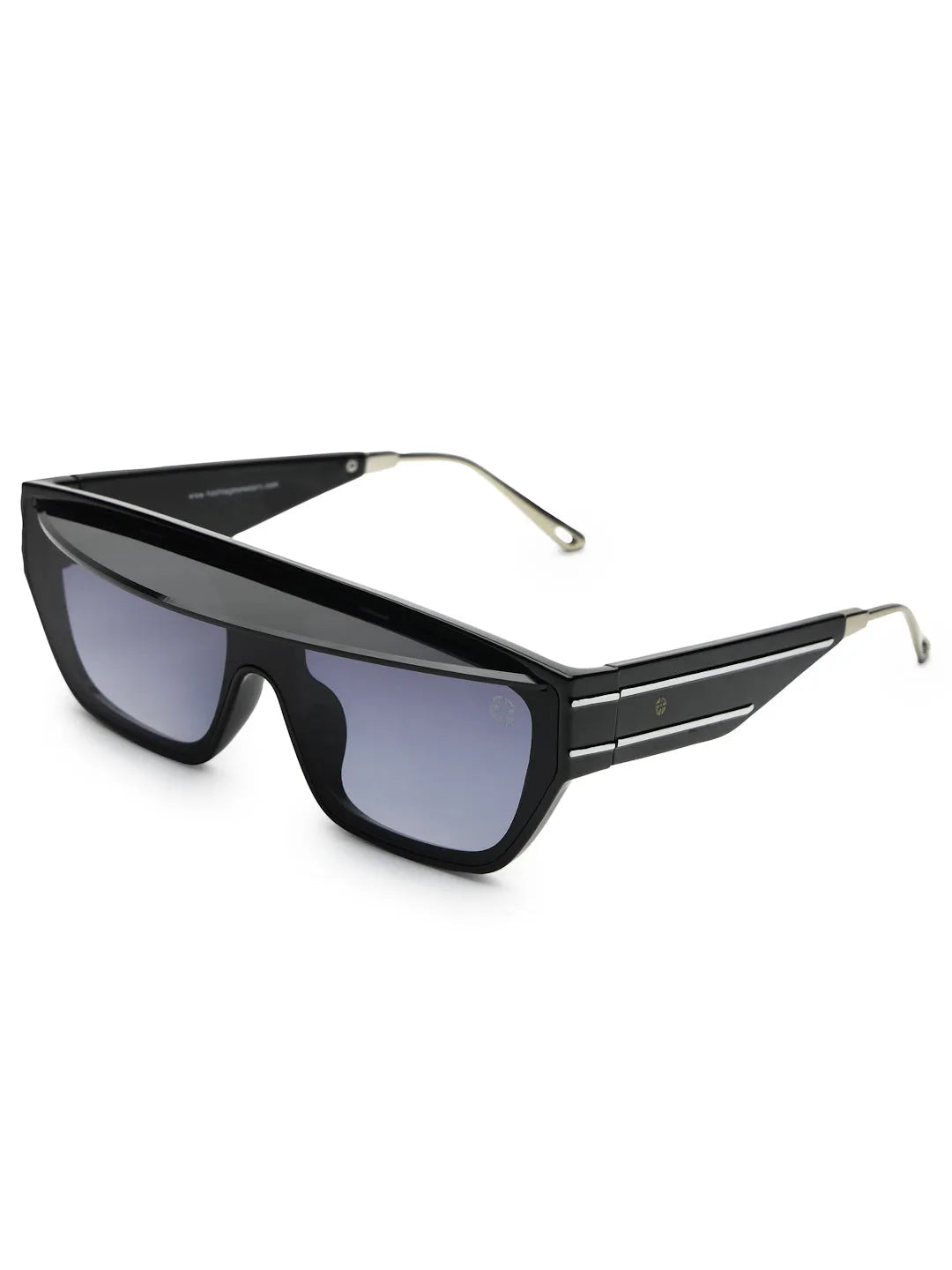 Umbra | Black/Silver Medium Full Rim Rectangle Sunglasses for Men & Women [UV-protected]