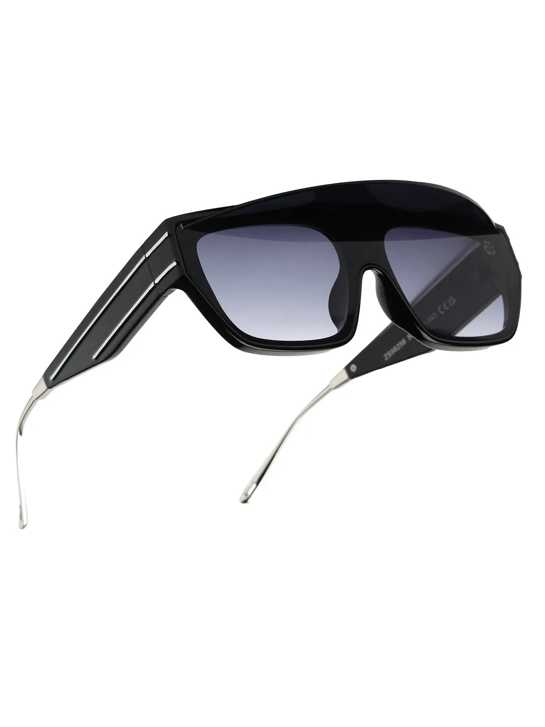 Umbra | Black/Silver Medium Full Rim Rectangle Sunglasses for Men & Women [UV-protected]