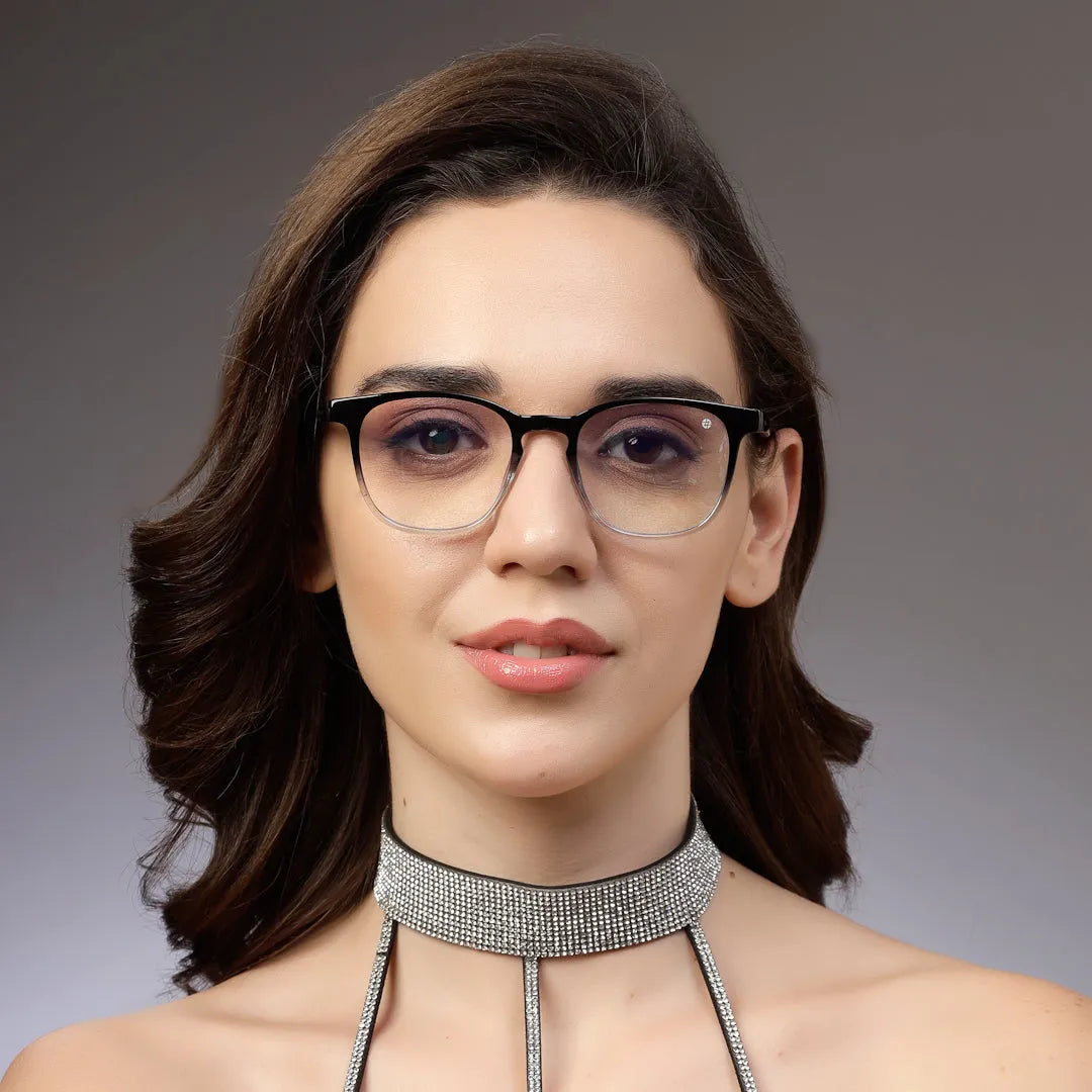 Radiant | Gradient Black Medium Full Rim Oval Computer Glasses for Men & Women [Blue Block]