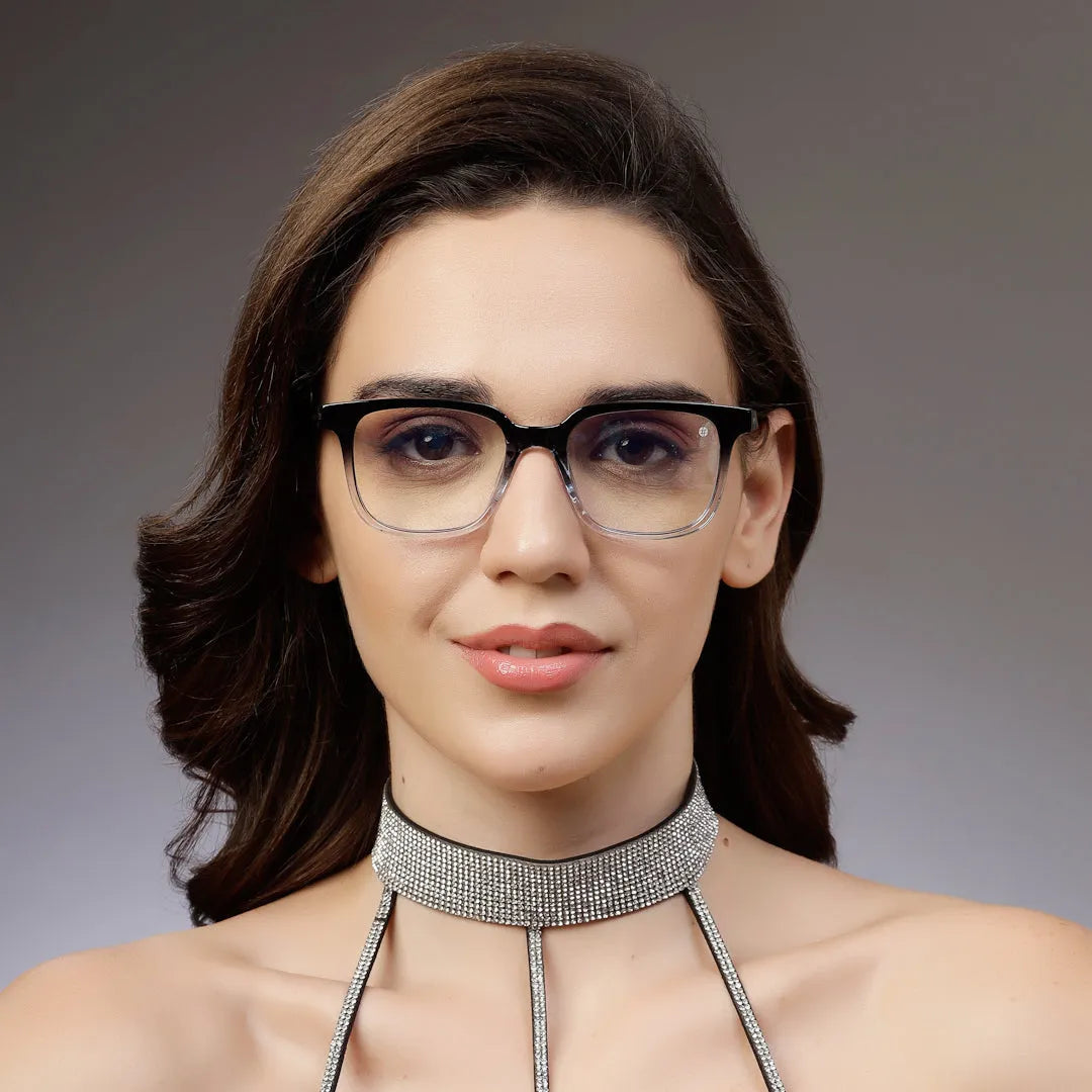 Celestia | Gradient Black Medium Full Rim Wayfarer Computer Glasses for Men & Women [Blue Block]