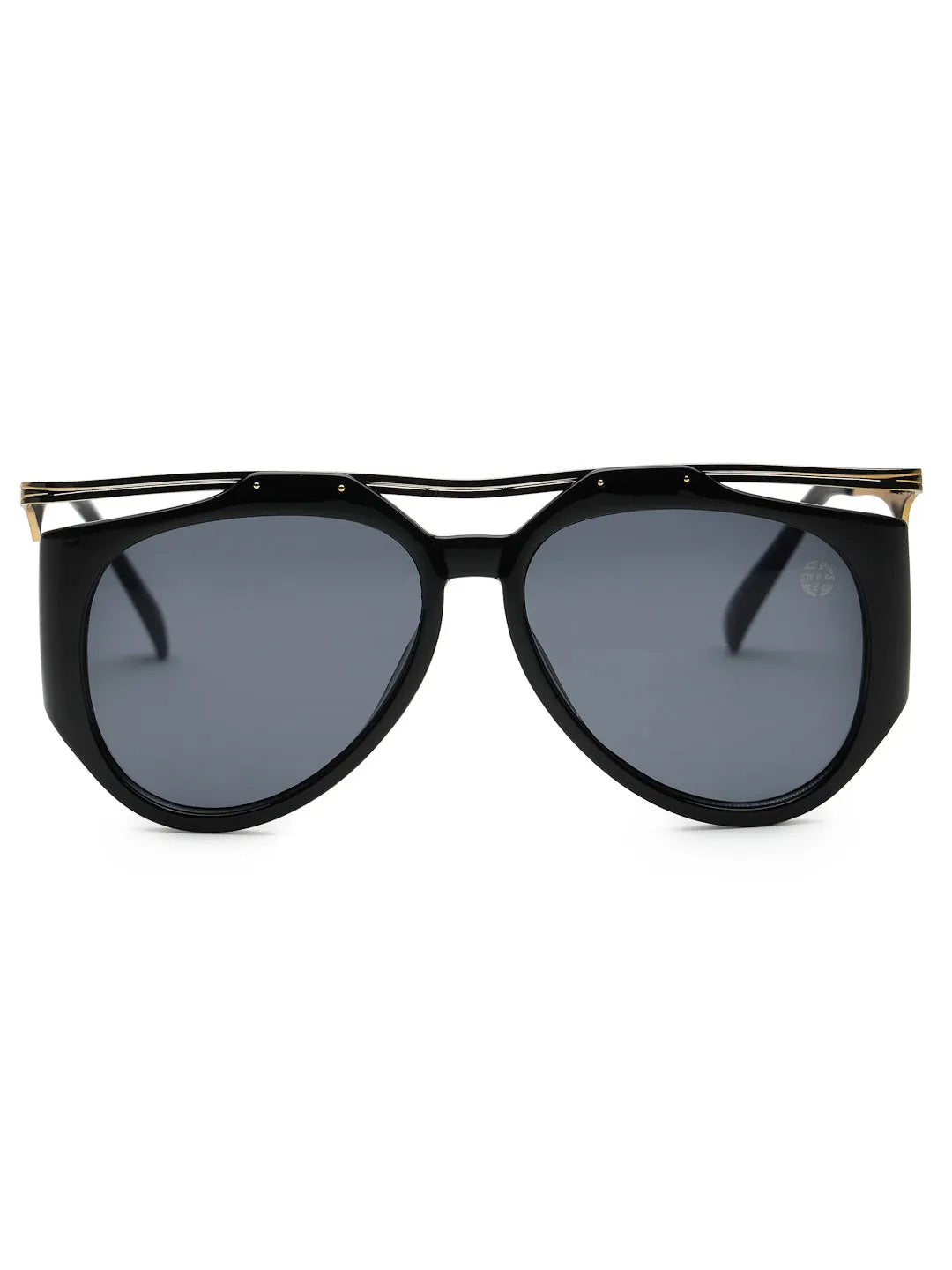 Hang-on | Black Medium Full Rim Aviator Sunglasses for Men & Women [UV-protected]