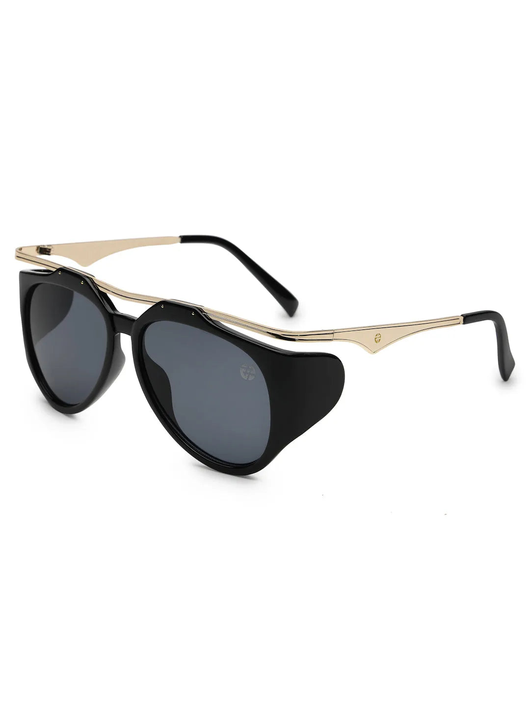 Hang-on | Black Medium Full Rim Aviator Sunglasses for Men & Women [UV-protected]