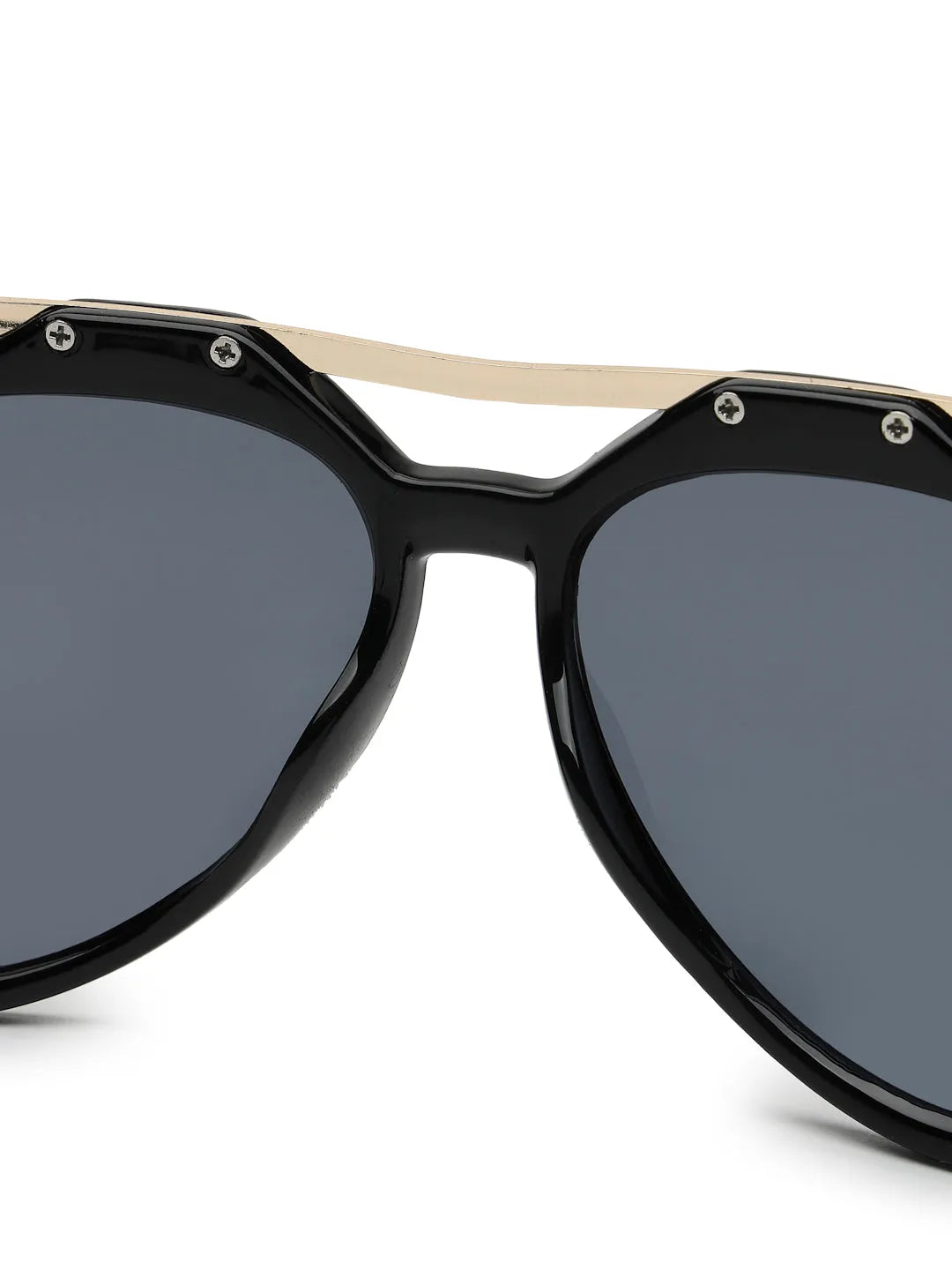 Hang-on | Black Medium Full Rim Aviator Sunglasses for Men & Women [UV-protected]