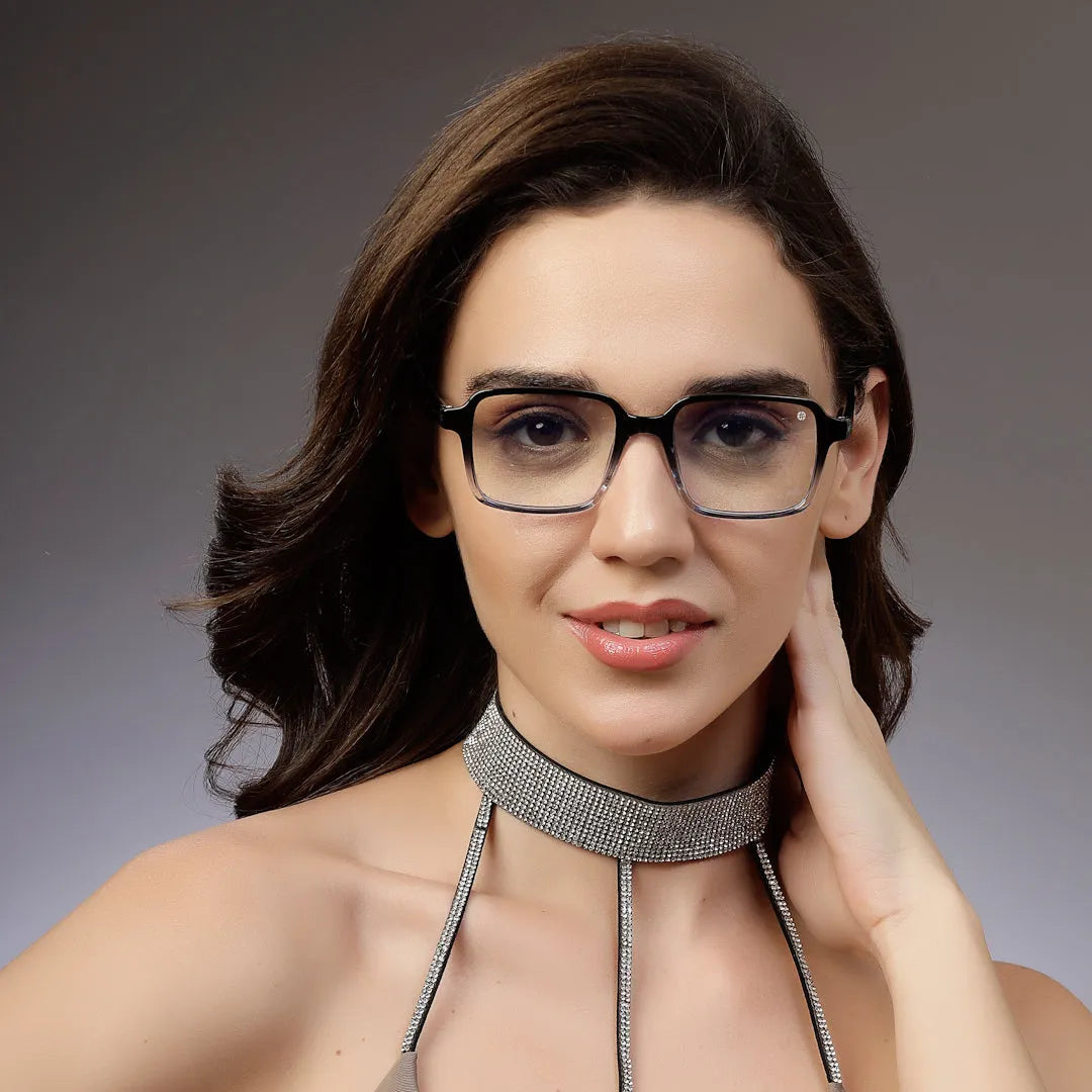 Enigma | Gradient Black Medium Full Rim Square Computer Glasses for Men & Women [Blue Block]