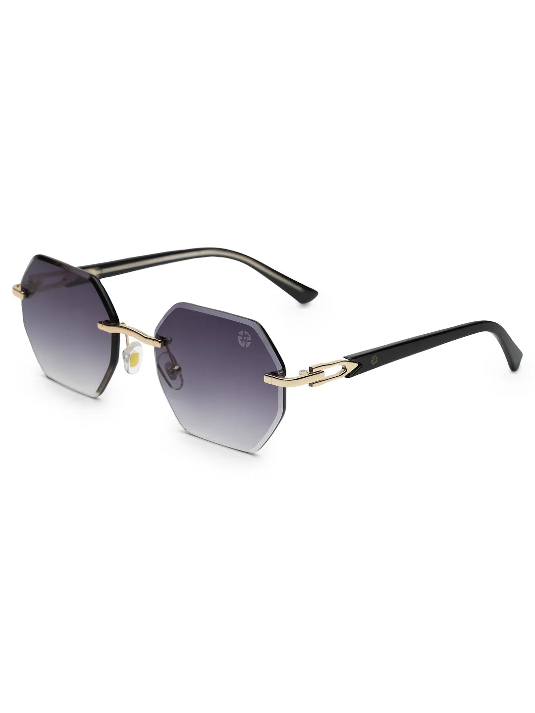 VisionVogue | Gradient Black Medium Rim Less Hexagonal Sunglasses for Men & Women [UV-protected]