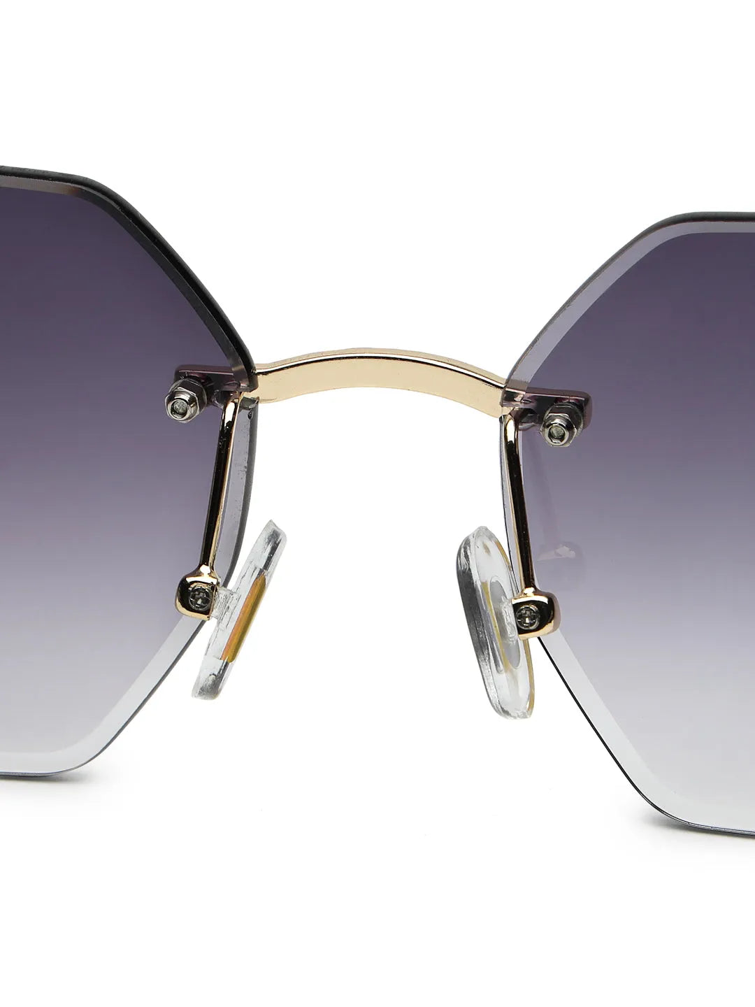 VisionVogue | Gradient Black Medium Rim Less Hexagonal Sunglasses for Men & Women [UV-protected]