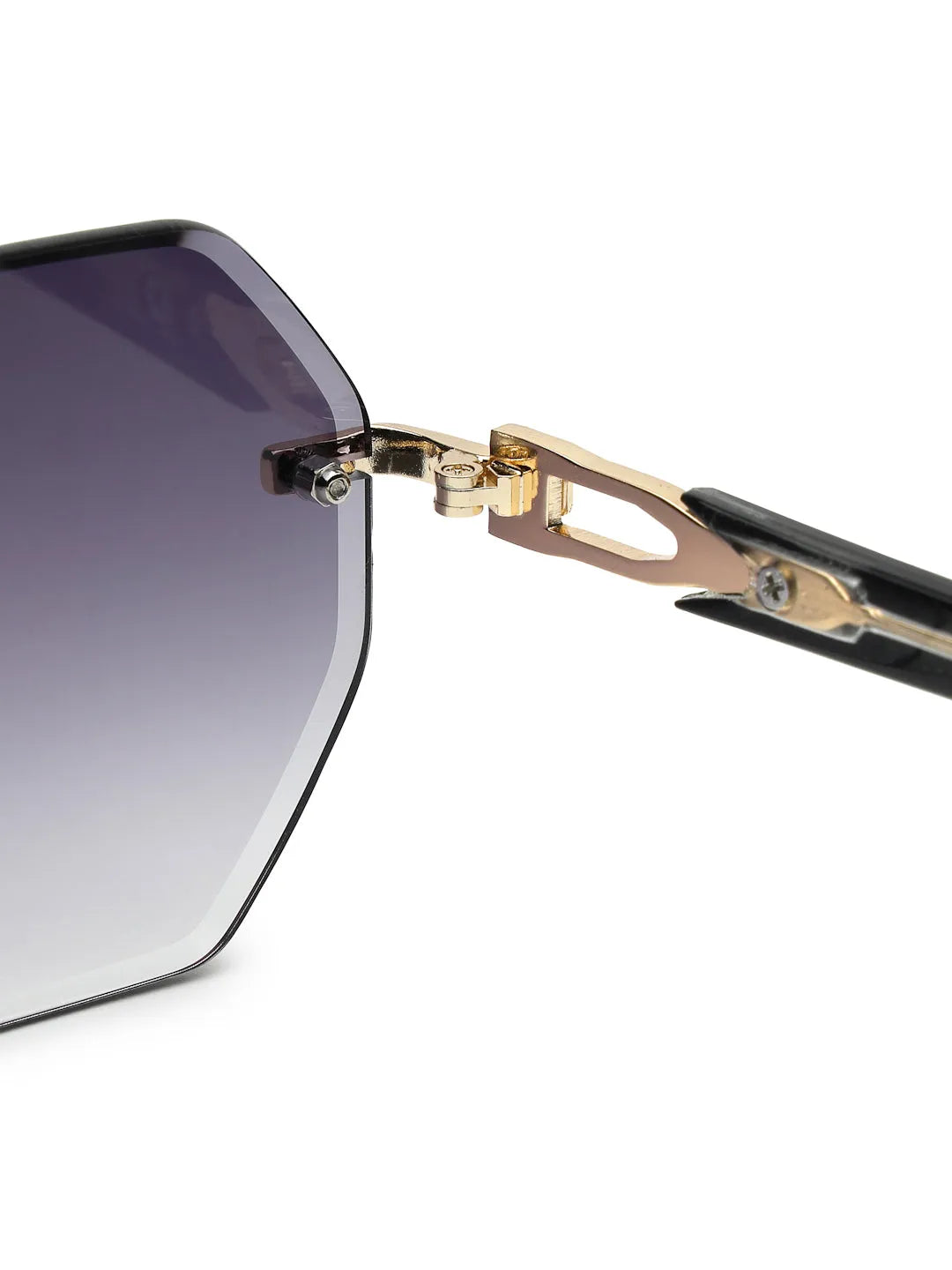 VisionVogue | Gradient Black Medium Rim Less Hexagonal Sunglasses for Men & Women [UV-protected]