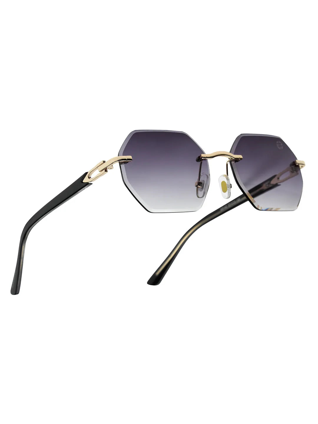 VisionVogue | Gradient Black Medium Rim Less Hexagonal Sunglasses for Men & Women [UV-protected]