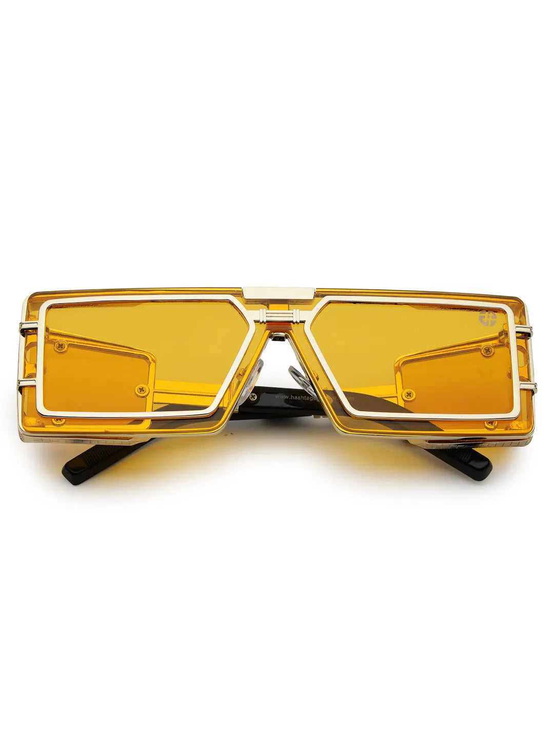 Lythara | Golden & Yellow Medium Full Rim Rectangle Sunglasses for Men & Women [UV-protected]