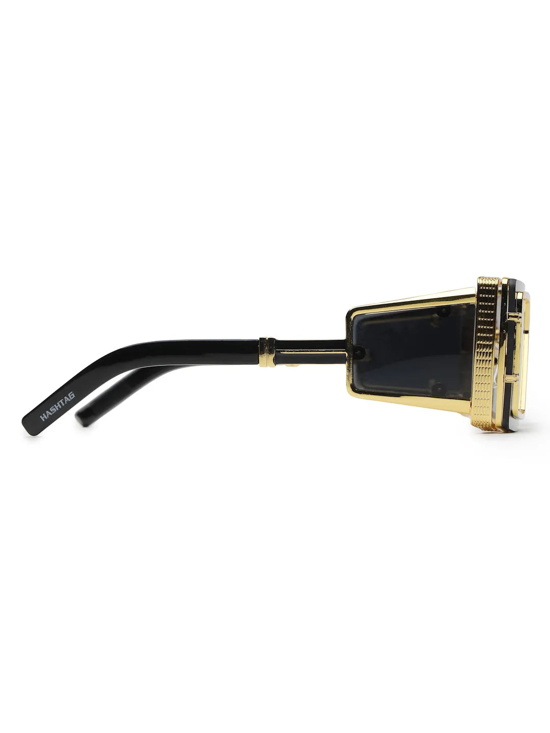 Lythara | Golden & Black Medium Full Rim Rectangle Sunglasses for Men & Women [UV-protected]