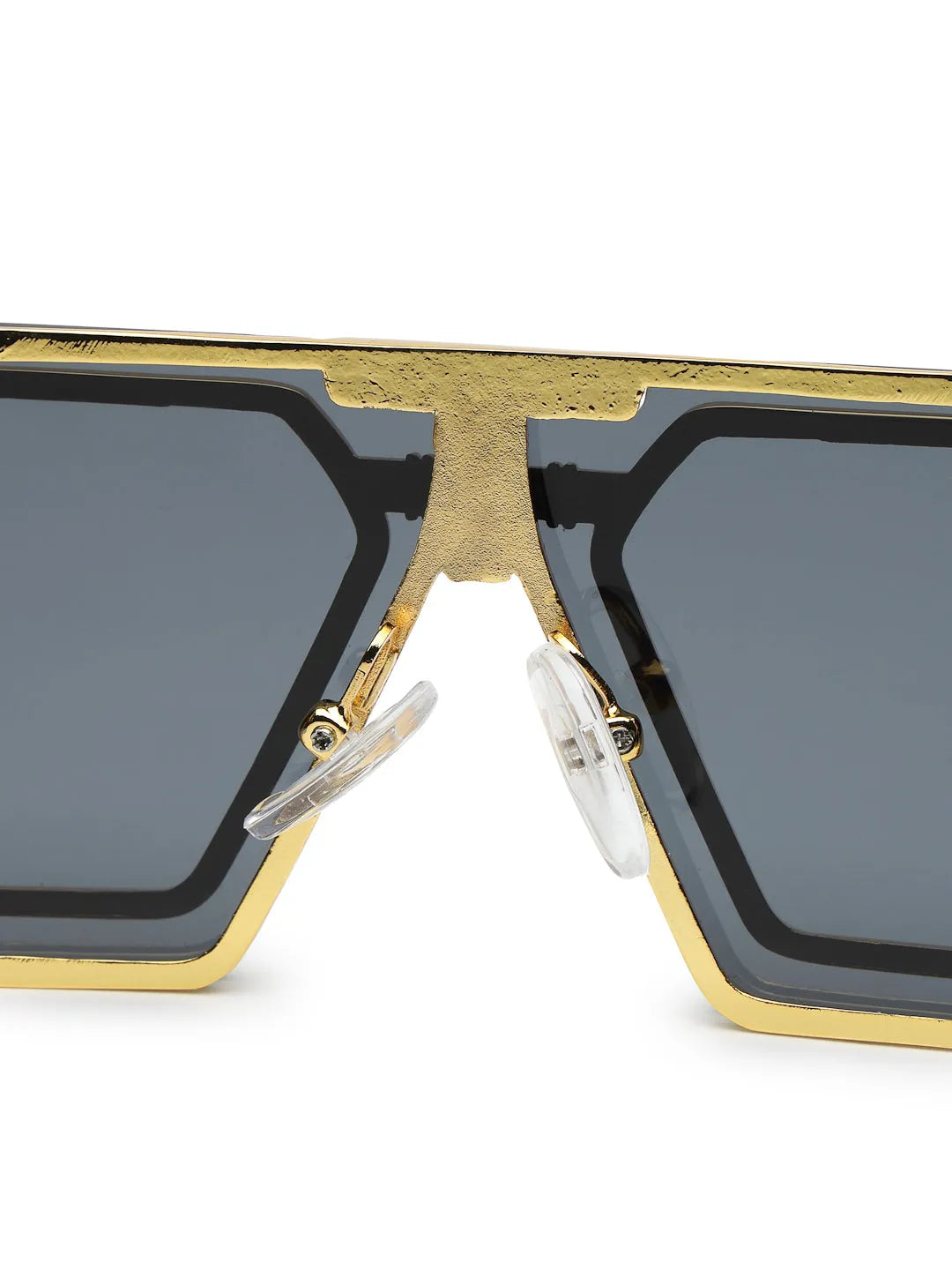 Lythara | Golden & Black Medium Full Rim Rectangle Sunglasses for Men & Women [UV-protected]