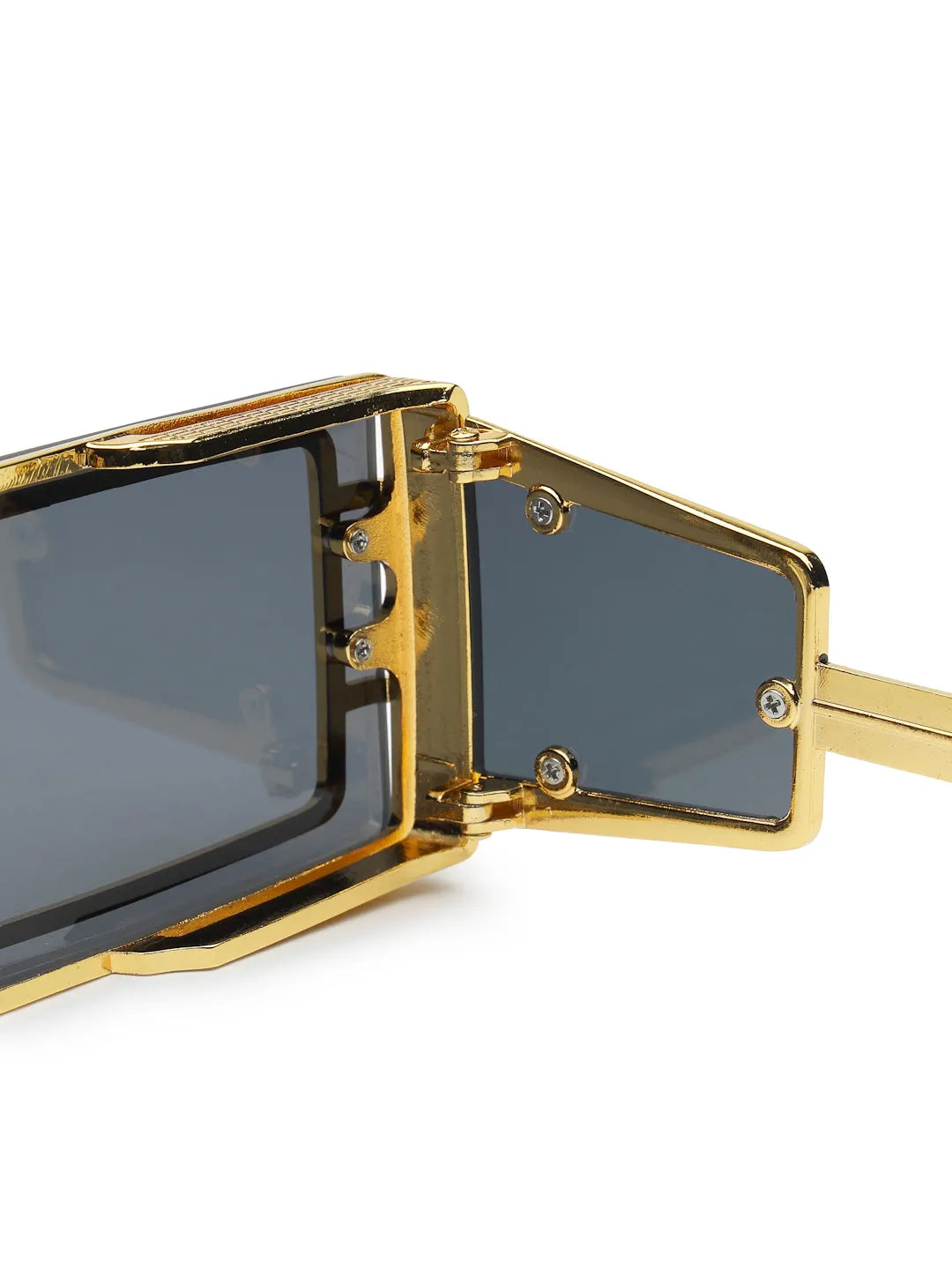 Lythara | Golden & Black Medium Full Rim Rectangle Sunglasses for Men & Women [UV-protected]