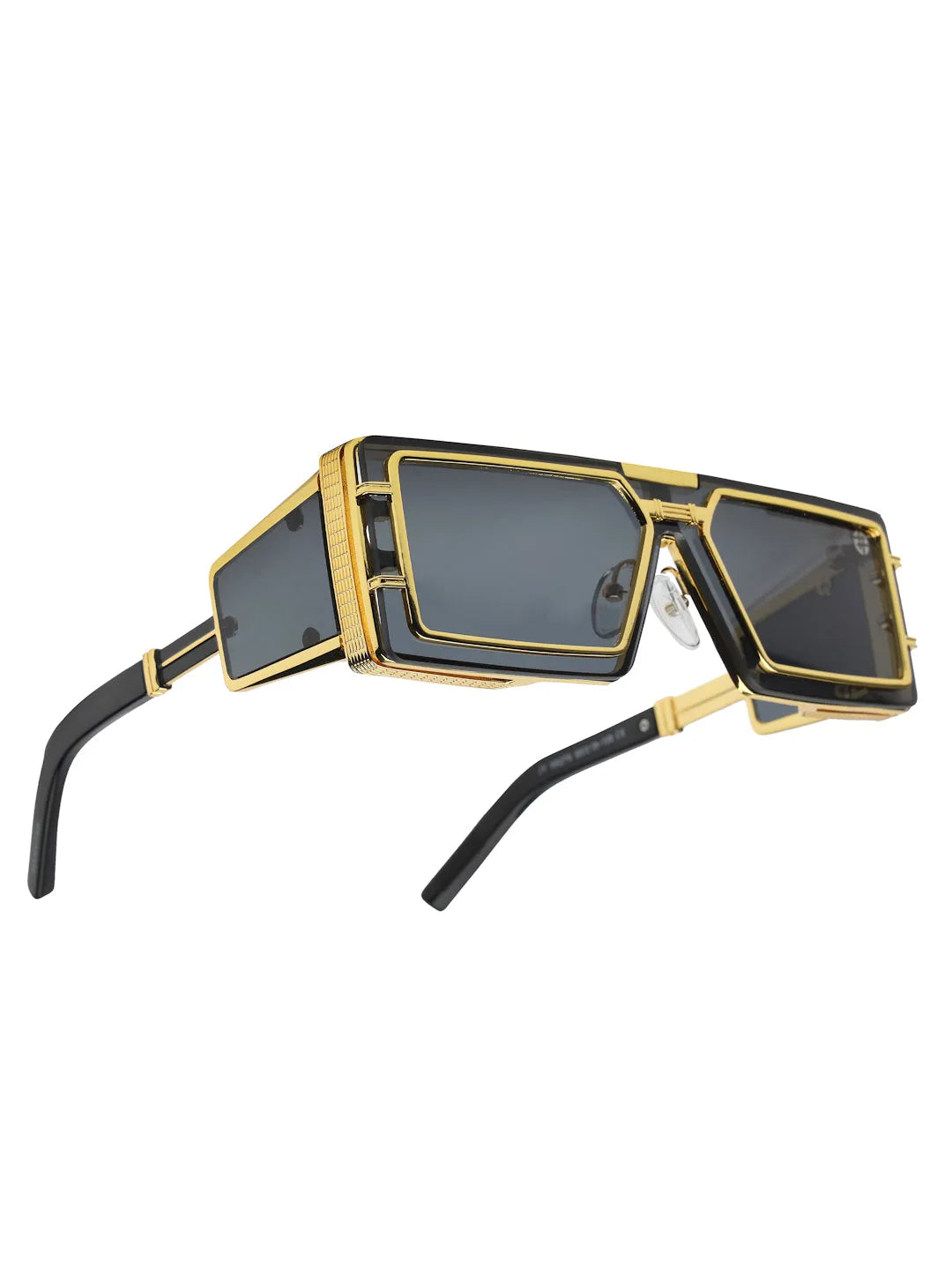 Lythara | Golden & Black Medium Full Rim Rectangle Sunglasses for Men & Women [UV-protected]