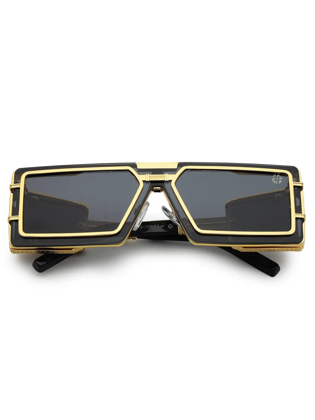 Lythara | Golden & Black Medium Full Rim Rectangle Sunglasses for Men & Women [UV-protected]