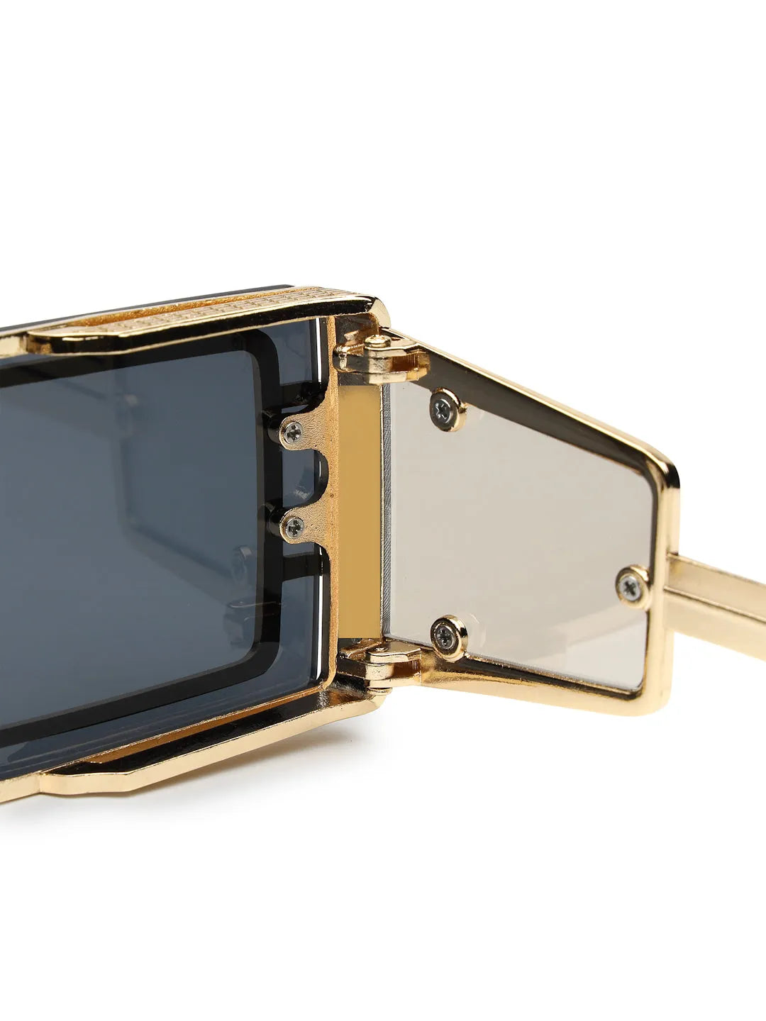 Lythara | Light Golden & Black Medium Full Rim Rectangle Sunglasses for Men & Women [UV-protected]