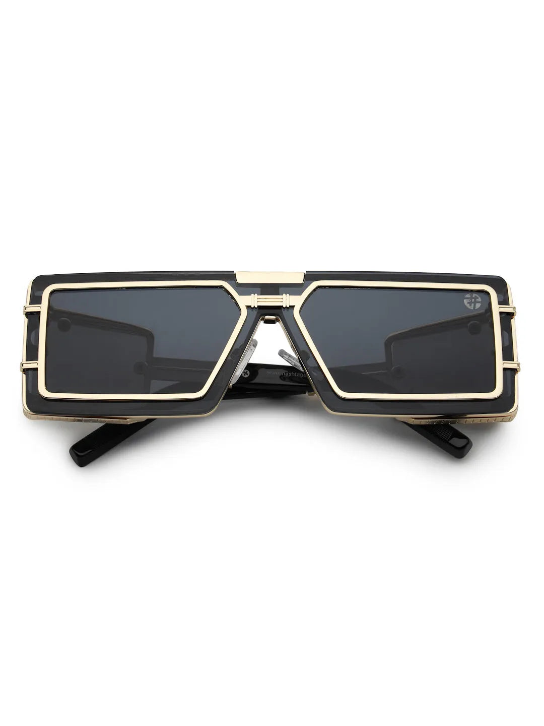 Lythara | Light Golden & Black Medium Full Rim Rectangle Sunglasses for Men & Women [UV-protected]