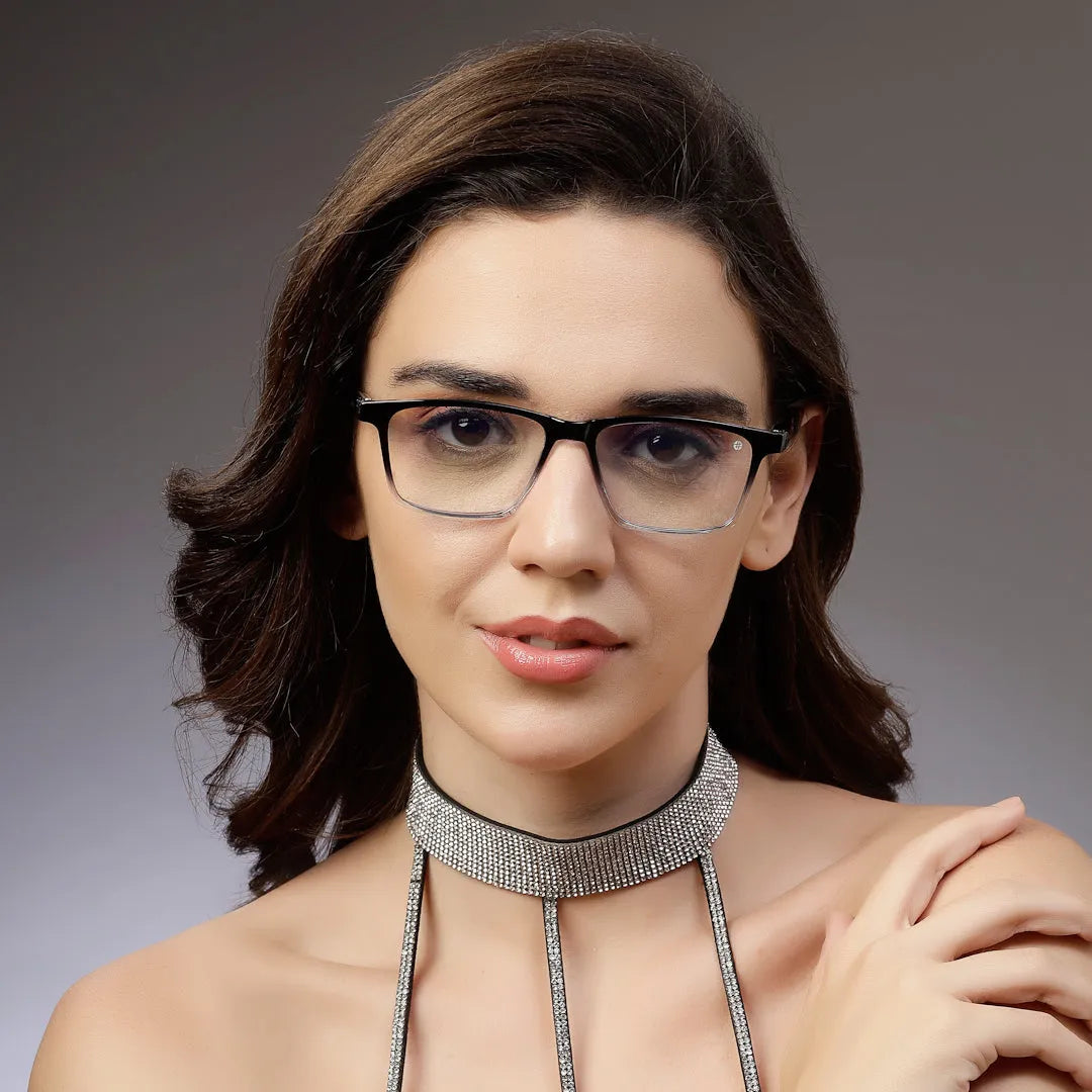 Aurora | Gradient Black Medium Full Rim Rectangle Computer Glasses for Men & Women [Blue Block]
