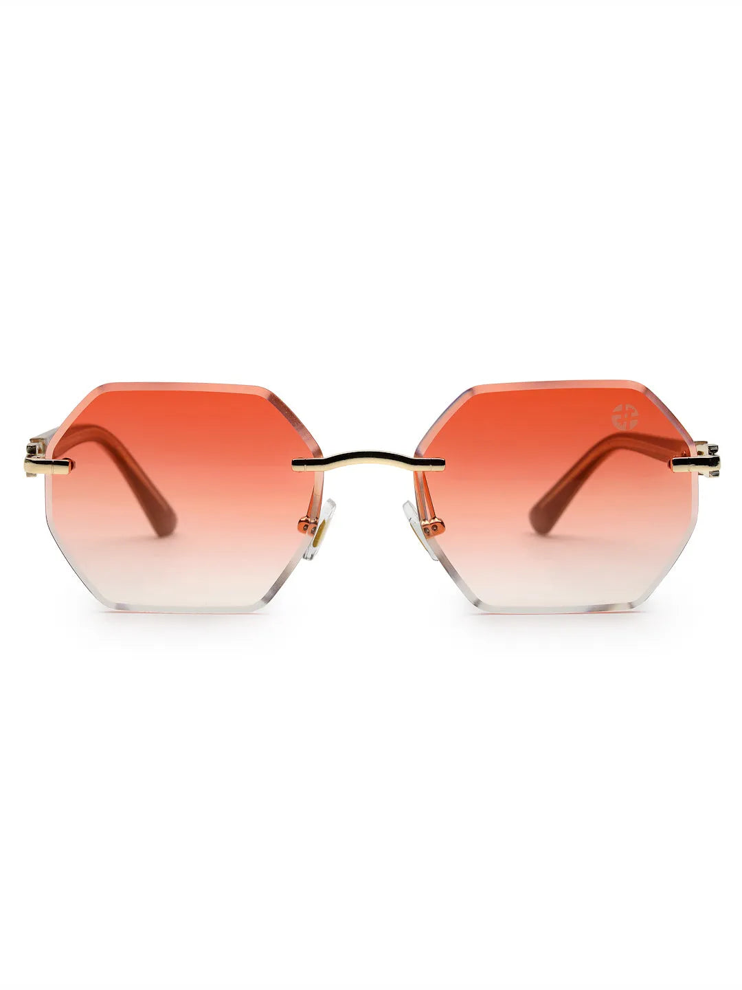 VisionVogue | Gradient Pink Medium Rim Less Hexagonal Sunglasses for Men & Women [UV-protected]