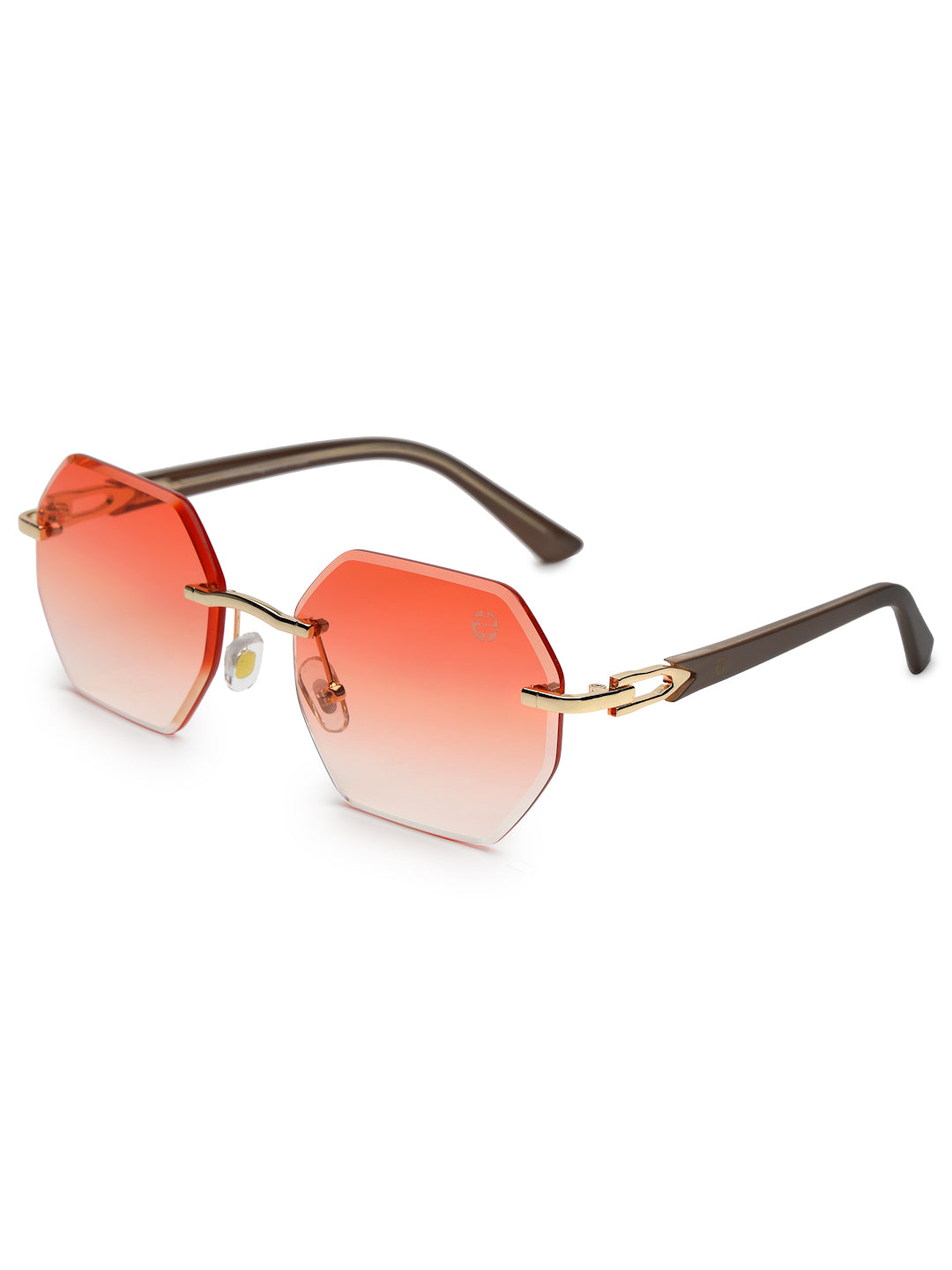 VisionVogue | Gradient Pink Medium Rim Less Hexagonal Sunglasses for Men & Women [UV-protected]