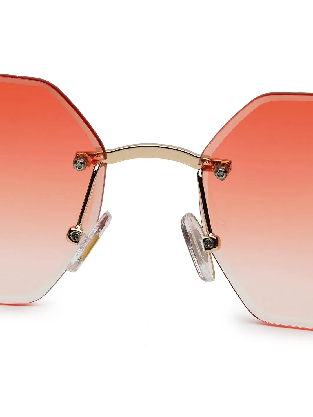VisionVogue | Gradient Pink Medium Rim Less Hexagonal Sunglasses for Men & Women [UV-protected]