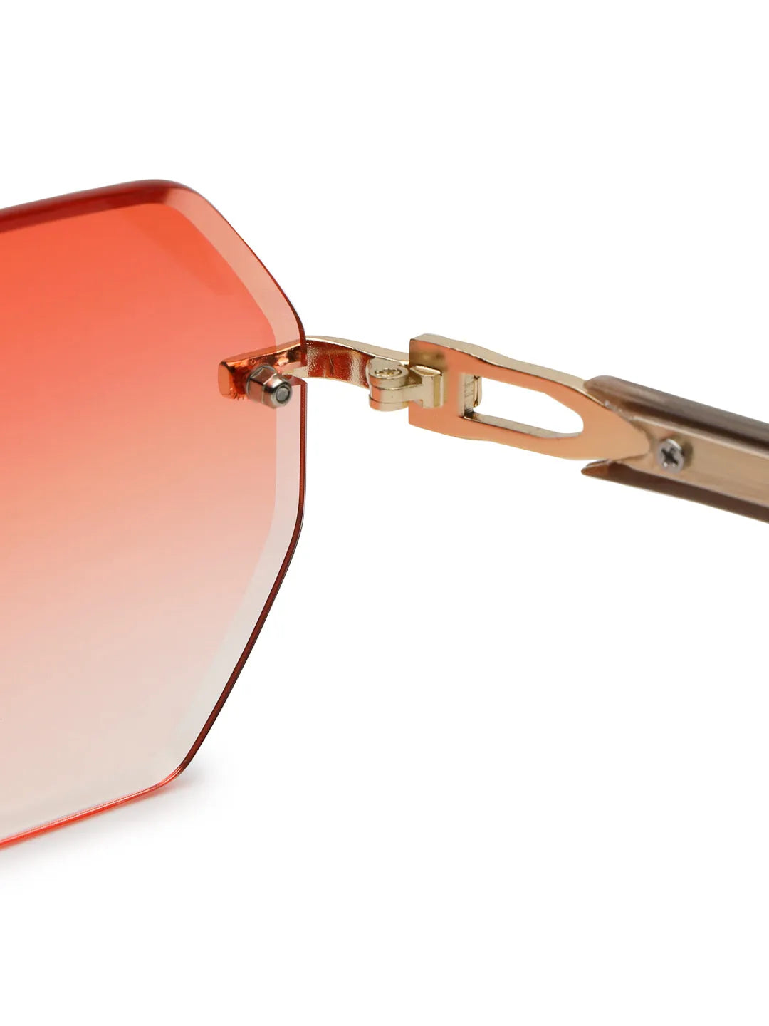 VisionVogue | Gradient Pink Medium Rim Less Hexagonal Sunglasses for Men & Women [UV-protected]