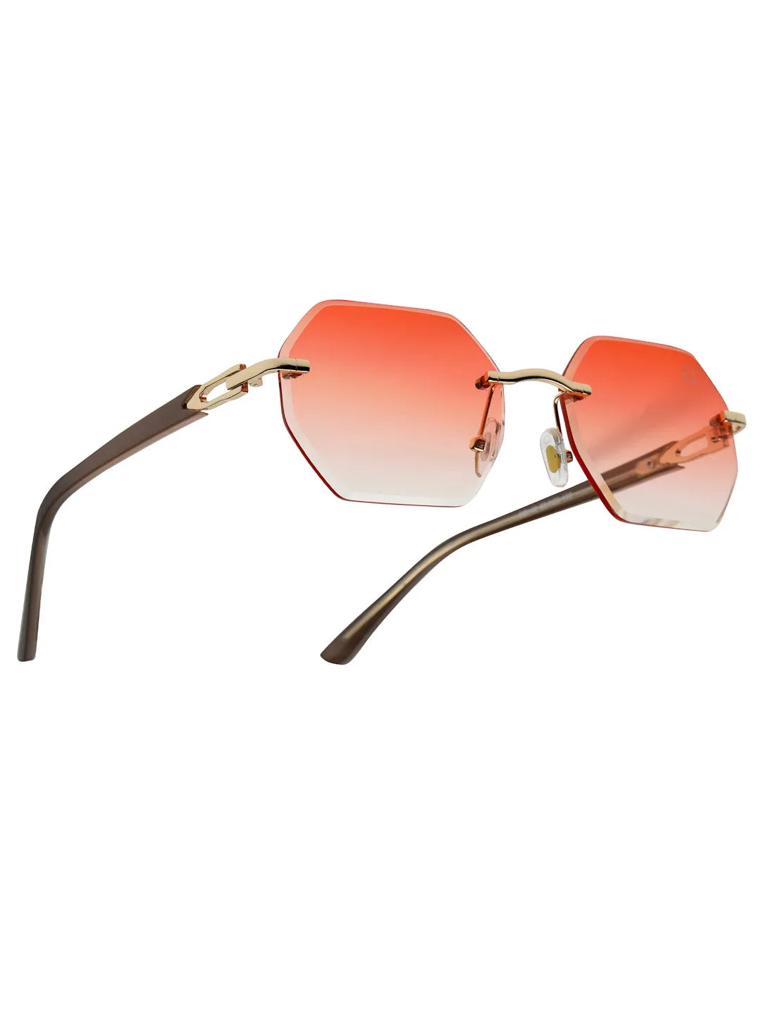 VisionVogue | Gradient Pink Medium Rim Less Hexagonal Sunglasses for Men & Women [UV-protected]
