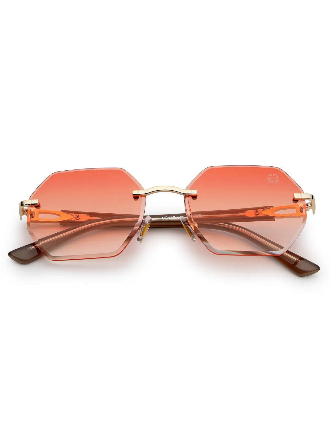 VisionVogue | Gradient Pink Medium Rim Less Hexagonal Sunglasses for Men & Women [UV-protected]