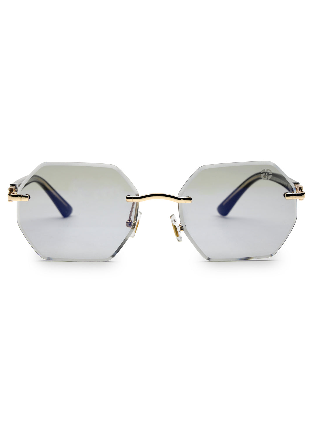 VisionVogue | Grey Medium Rim Less Hexagonal Sunglasses for Men & Women [UV-protected]