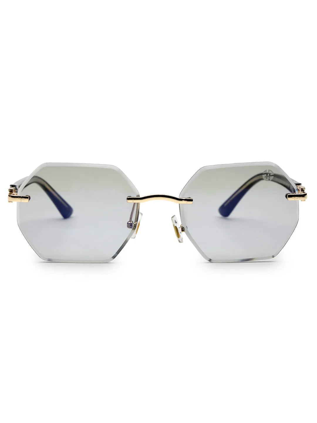VisionVogue | Grey Medium Rim Less Hexagonal Sunglasses for Men & Women [UV-protected]