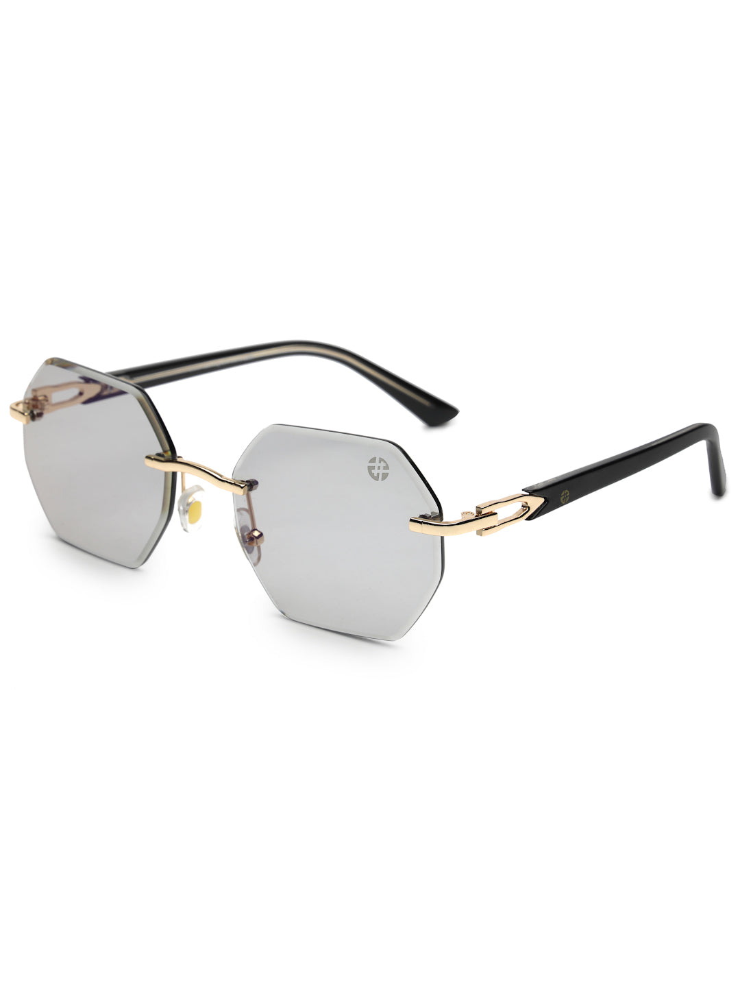 VisionVogue | Grey Medium Rim Less Hexagonal Sunglasses for Men & Women [UV-protected]