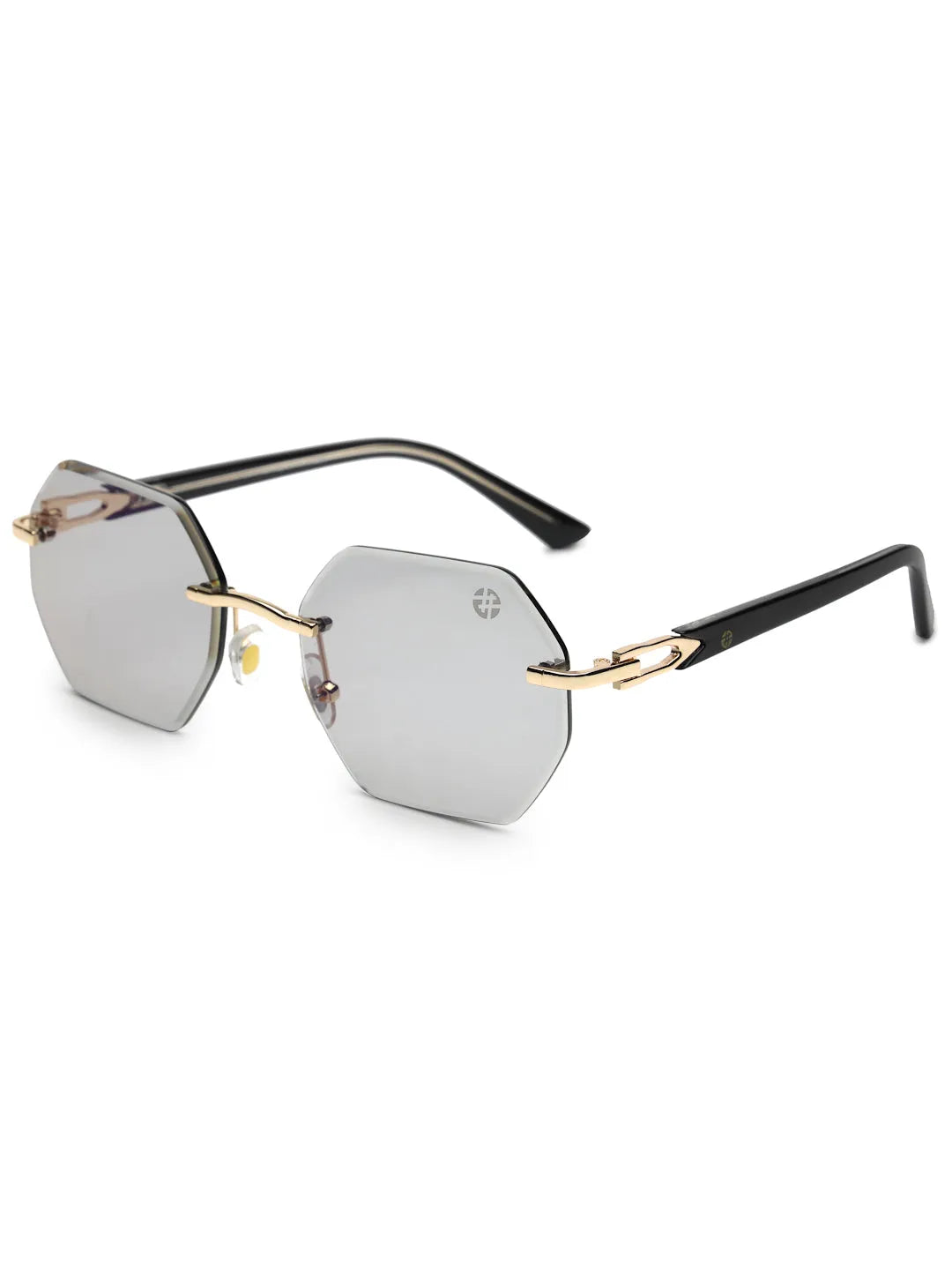 VisionVogue | Grey Medium Rim Less Hexagonal Sunglasses for Men & Women [UV-protected]