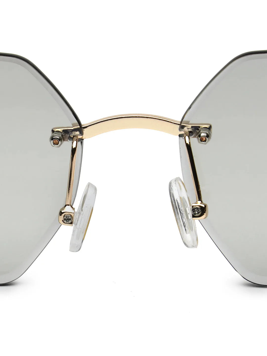 VisionVogue | Grey Medium Rim Less Hexagonal Sunglasses for Men & Women [UV-protected]