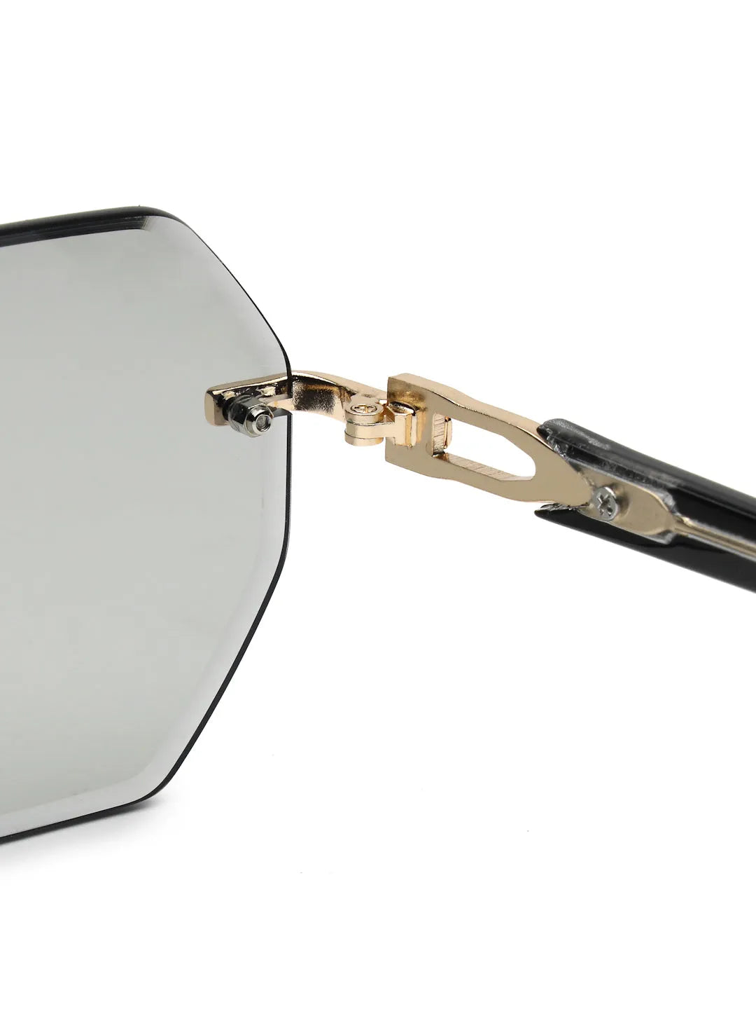 VisionVogue | Grey Medium Rim Less Hexagonal Sunglasses for Men & Women [UV-protected]