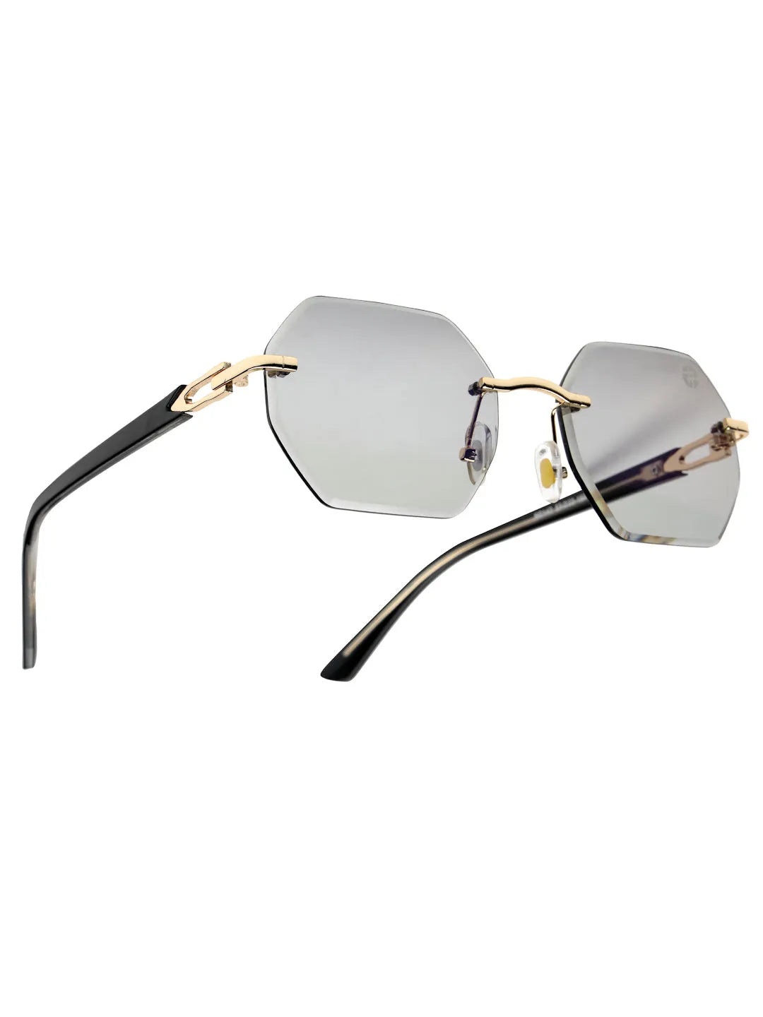 VisionVogue | Grey Medium Rim Less Hexagonal Sunglasses for Men & Women [UV-protected]