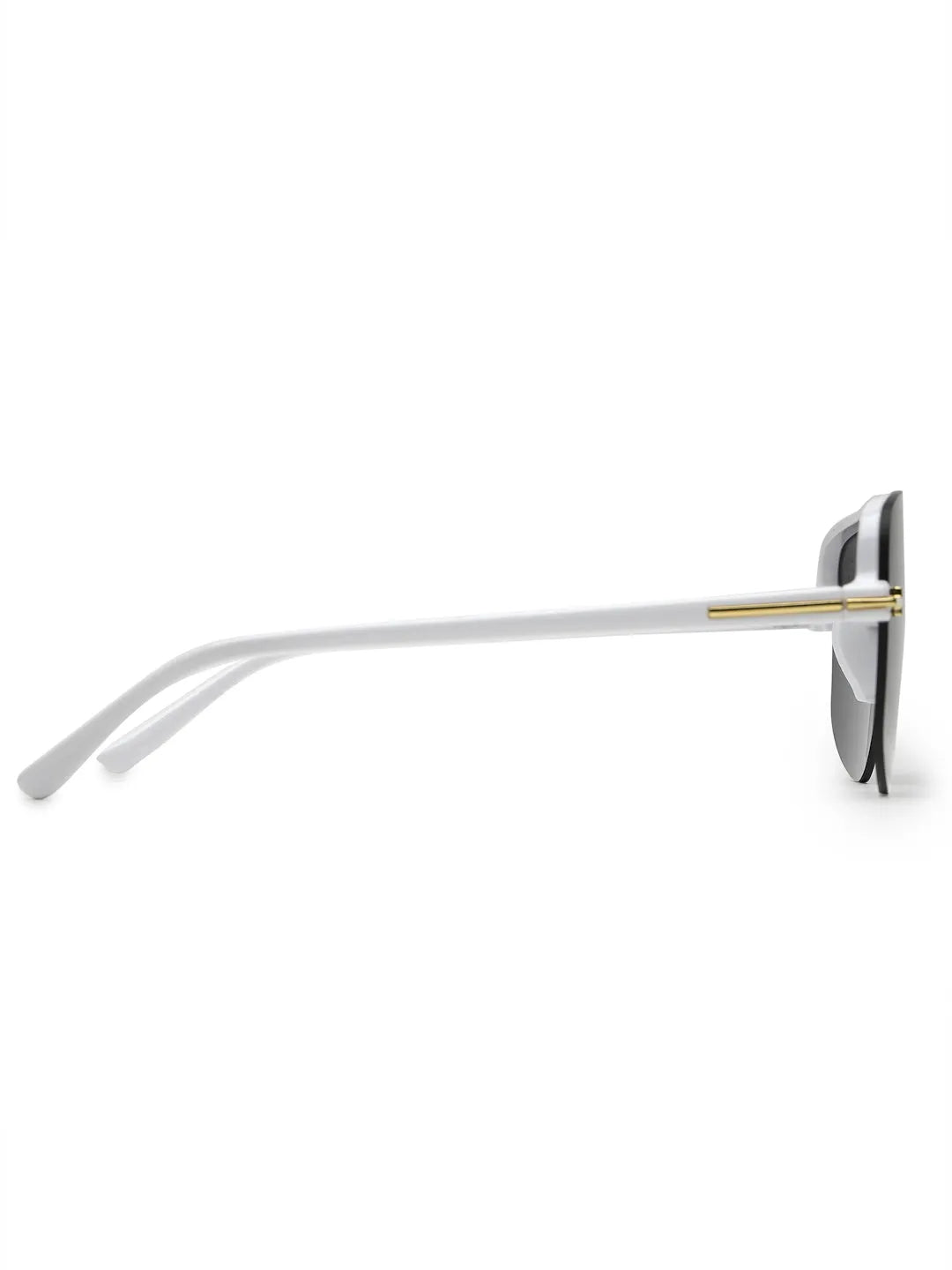 Kynox | White Medium Half Rim Square Sunglasses for Men & Women [UV-protected]
