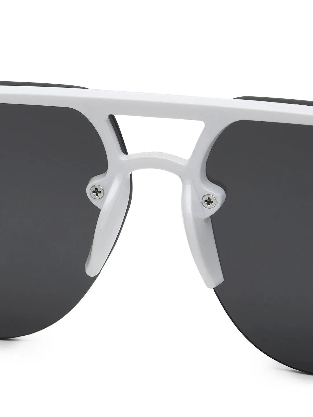 Kynox | White Medium Half Rim Square Sunglasses for Men & Women [UV-protected]