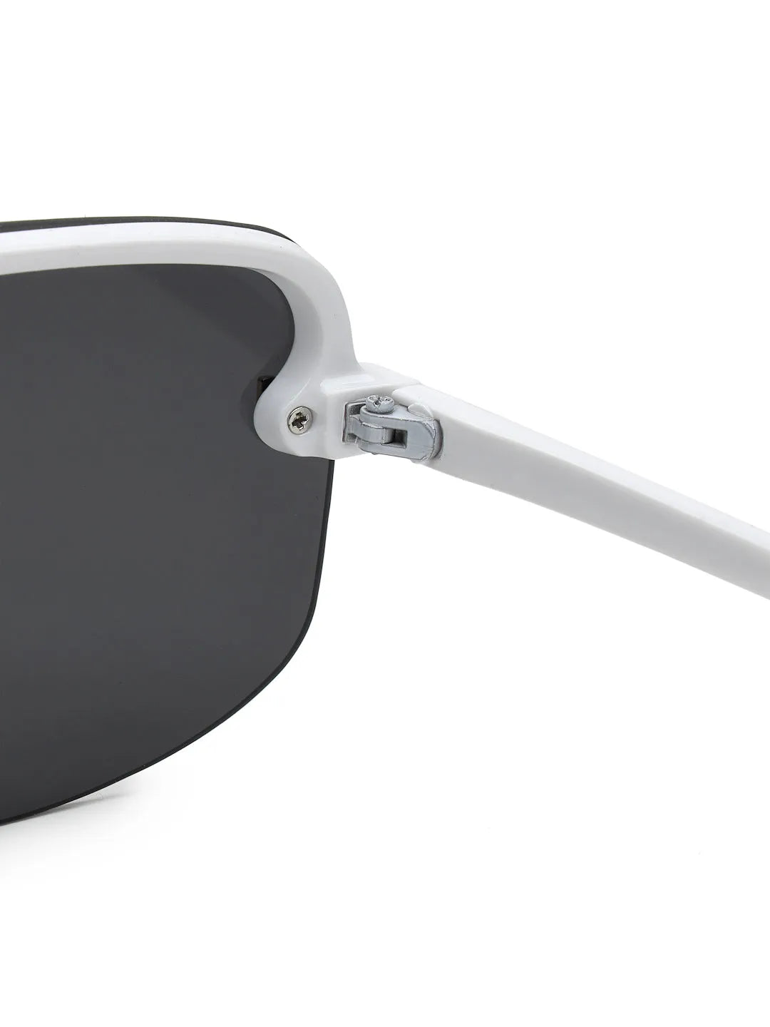 Kynox | White Medium Half Rim Square Sunglasses for Men & Women [UV-protected]