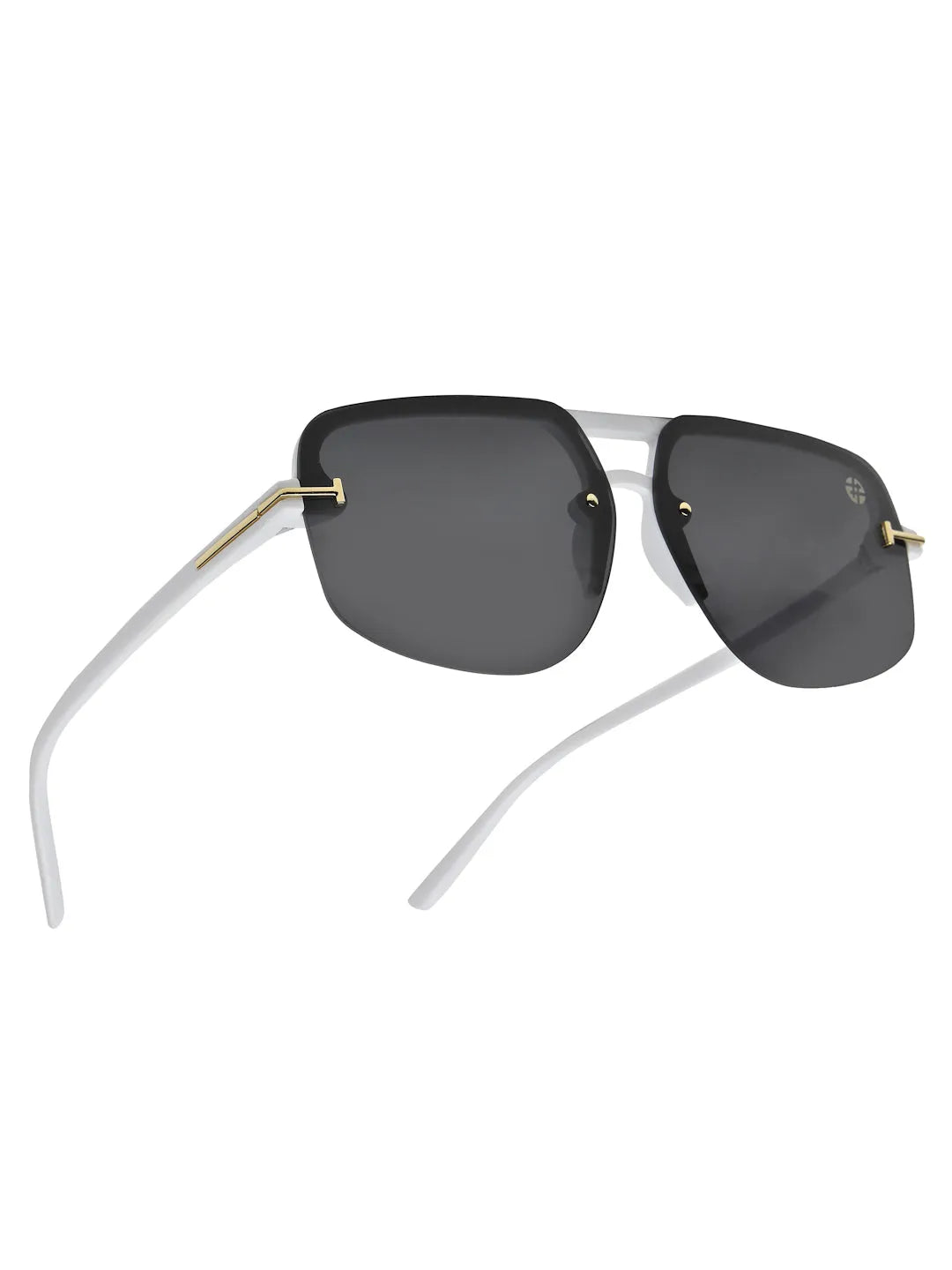 Kynox | White Medium Half Rim Square Sunglasses for Men & Women [UV-protected]